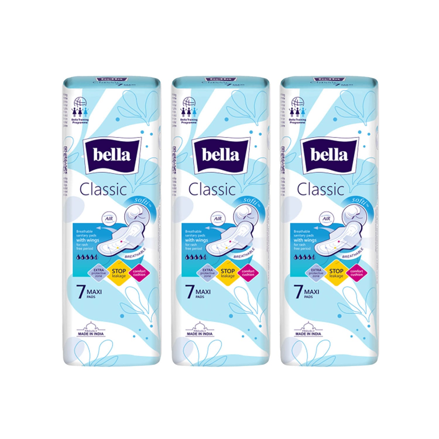 Bella Maxi Softi Wings Classic Sanitary Napkins 7 Pieces (Pack of 3)