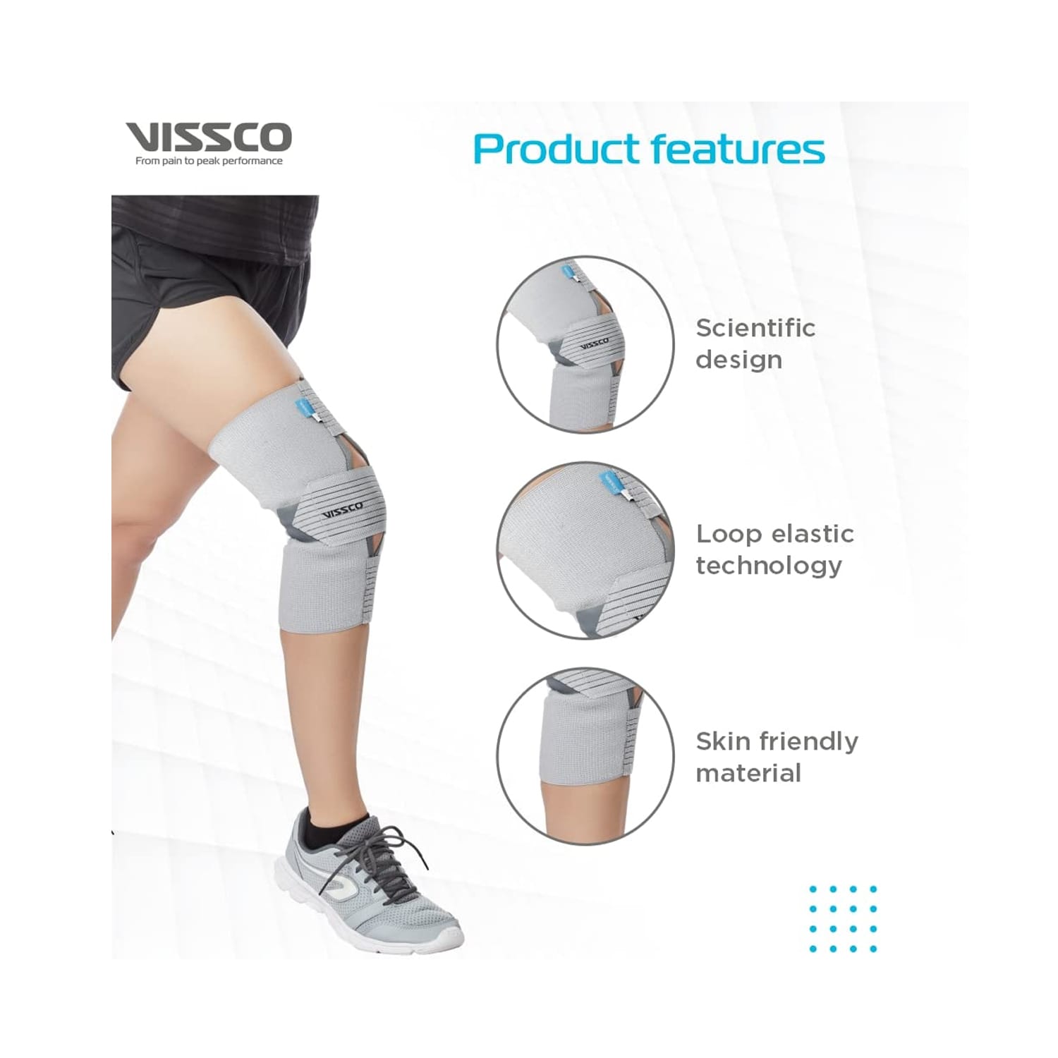 Vissco Knee Wrap With Loop Elastic Technology P.c.N.o. 0704 - Medium
