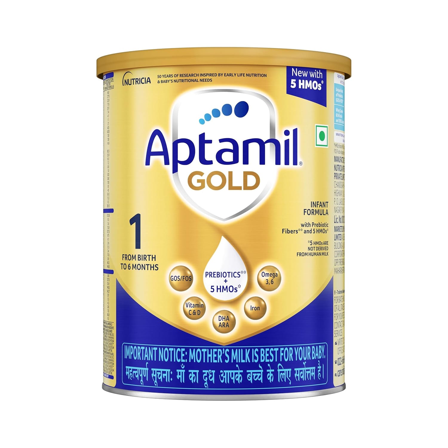 Aptamil Gold 1 Infant Formula with Prebiotics Up to 6 Months, Stage 1, 400g Tin