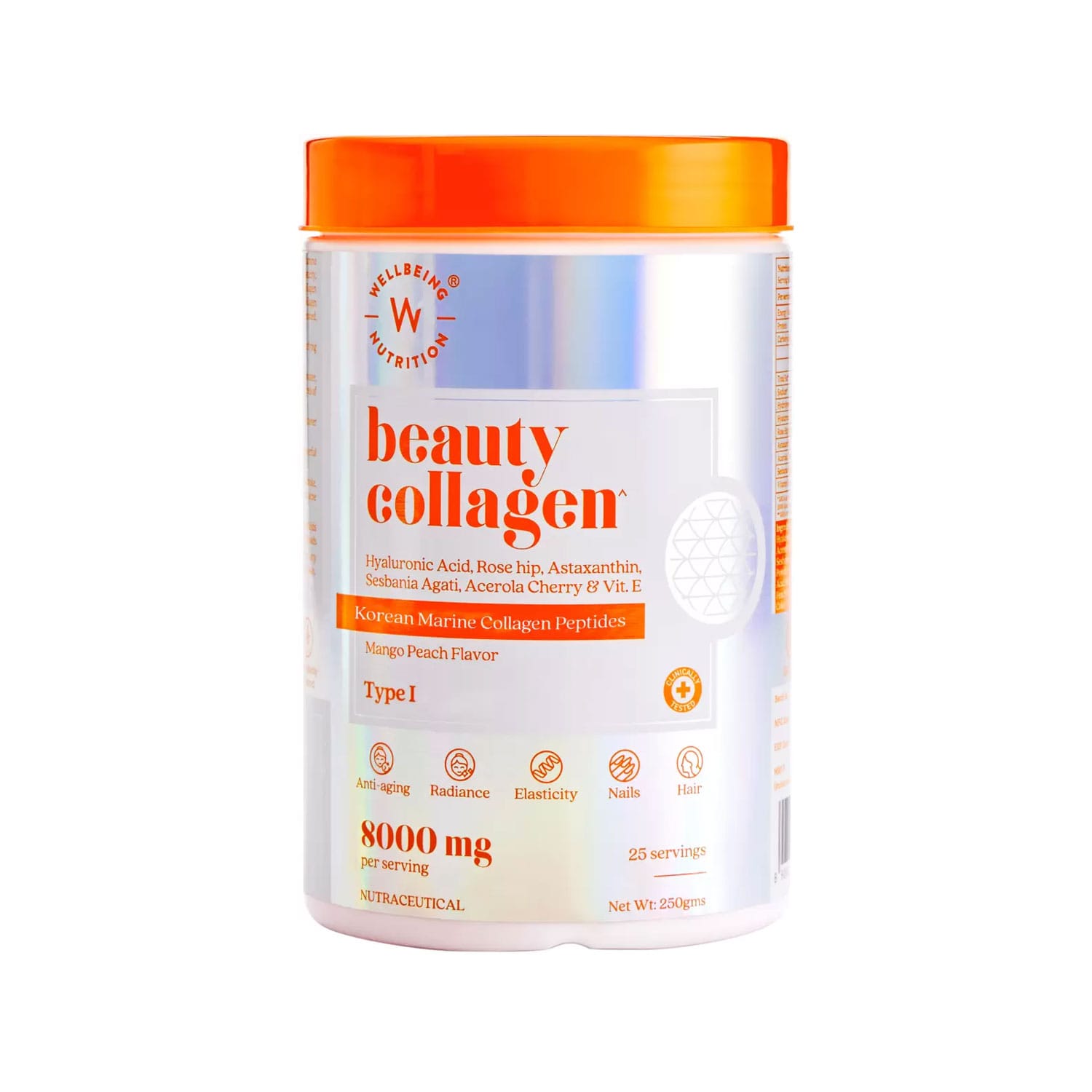 Wellbeing Nutrition Korean Beauty Collagen Peptides Mango Peach Flavor - 250g