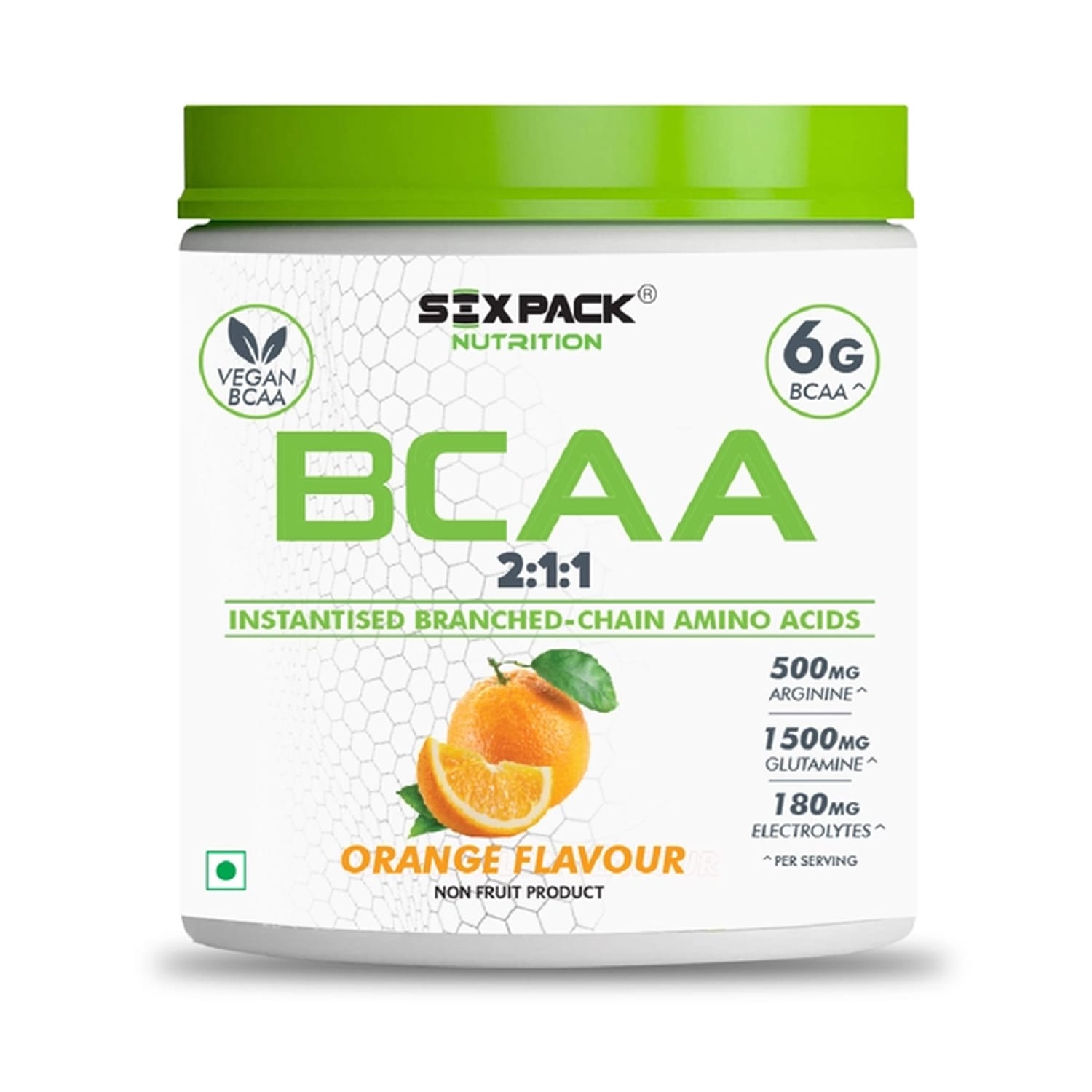Six Pack Nutrition BCAA (Branched Chain Amino Acids) Powder Orange Flavour 300g