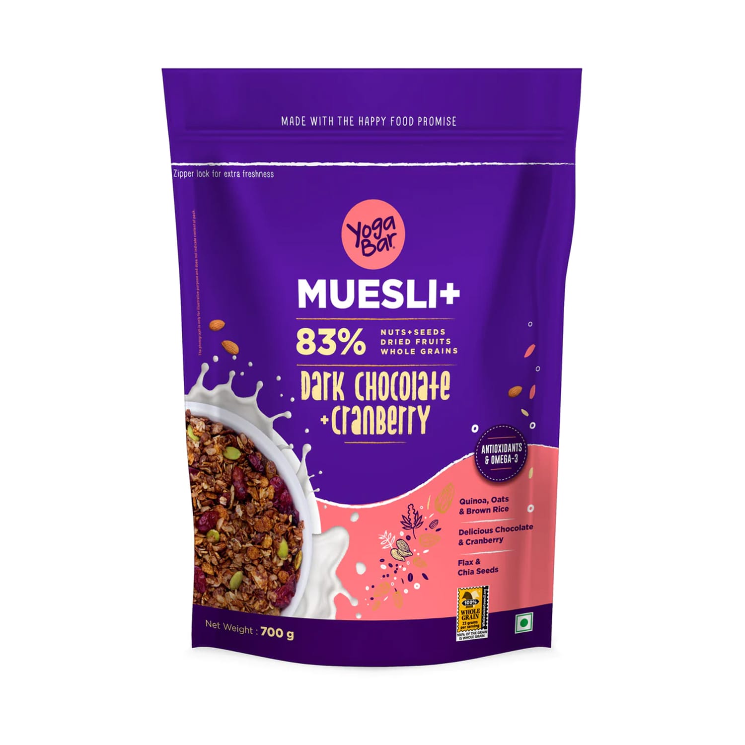 Dark Chocolate + Cranberries Whole Grain Muesli - 700g