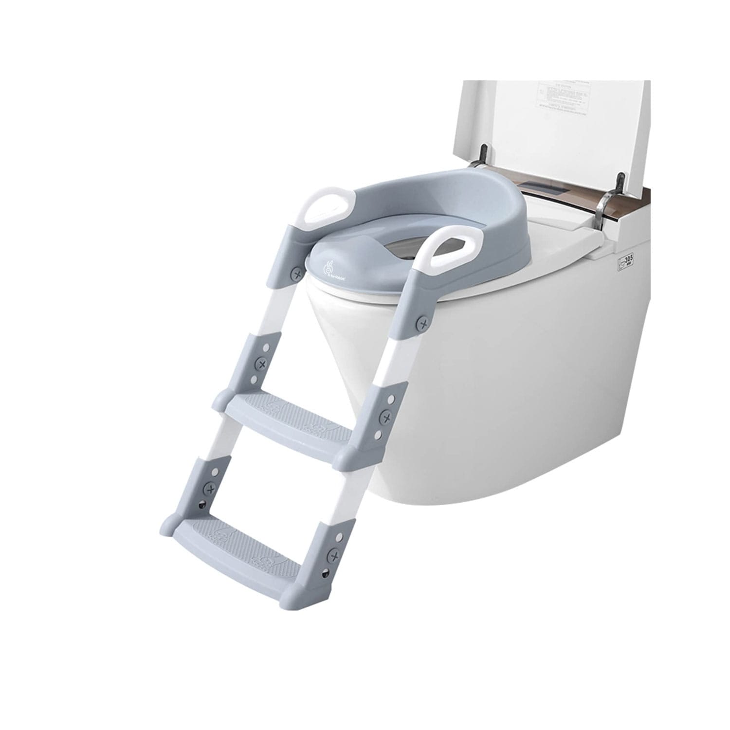 R for Rabbit Hilltop Potty Step Stool for Babies from 1 to 7 Years (Grey White)