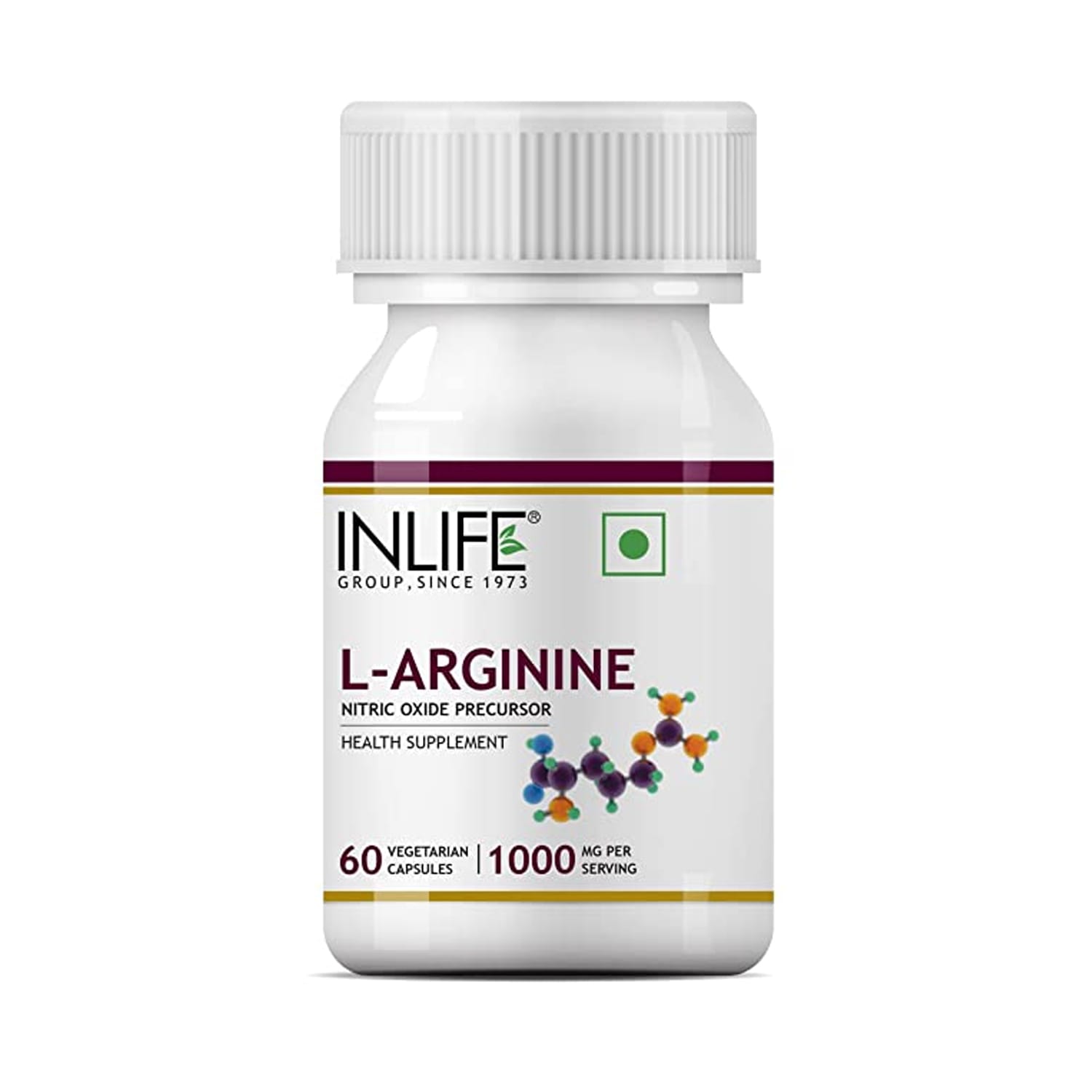INLIFE L-Arginine 1000mg Capsule (60 Vegetarian Capsules) Serving, Nitric Oxide Precursor