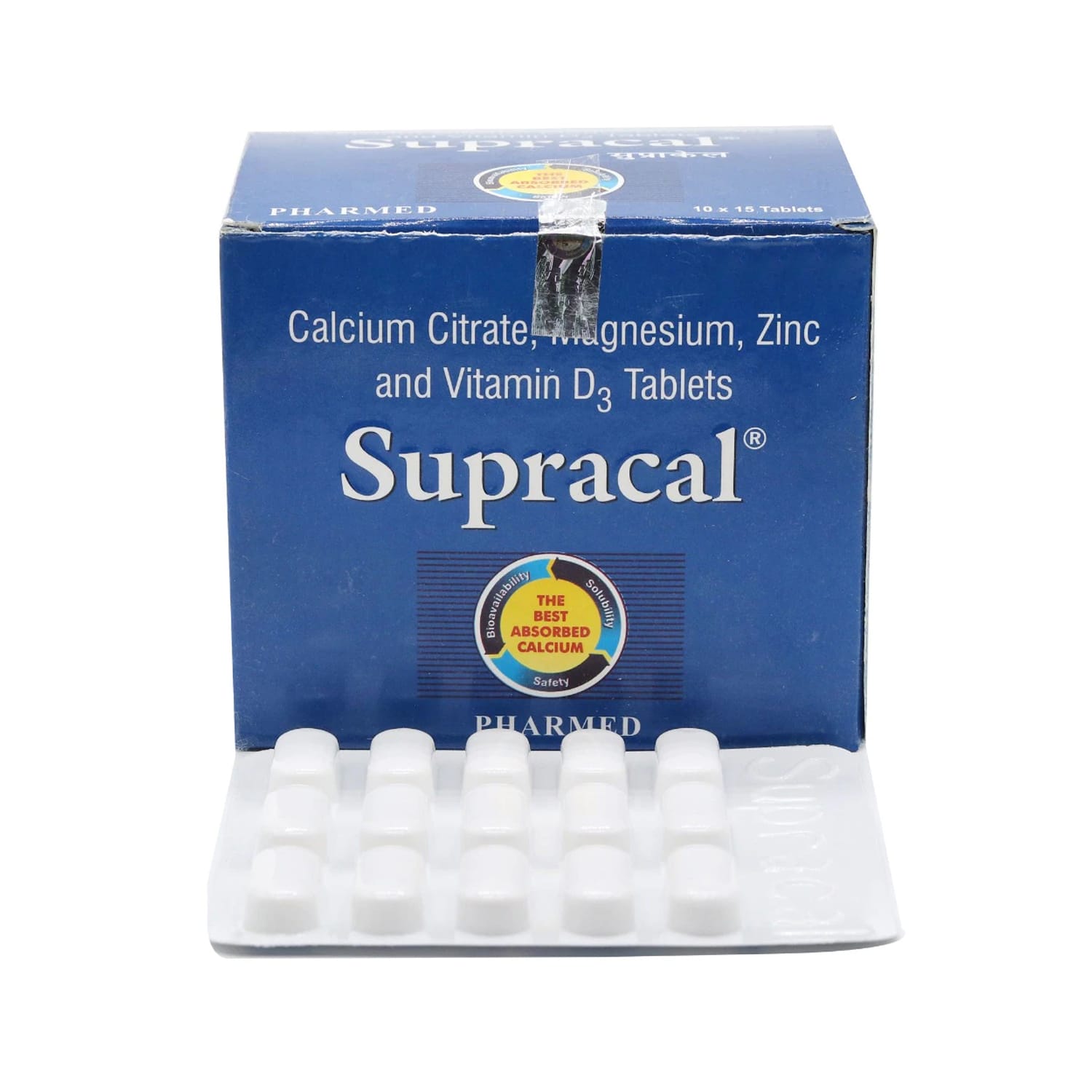 Supracal Calcium Tablets for Bone Health (1X 15 Tablets) Pack of 3