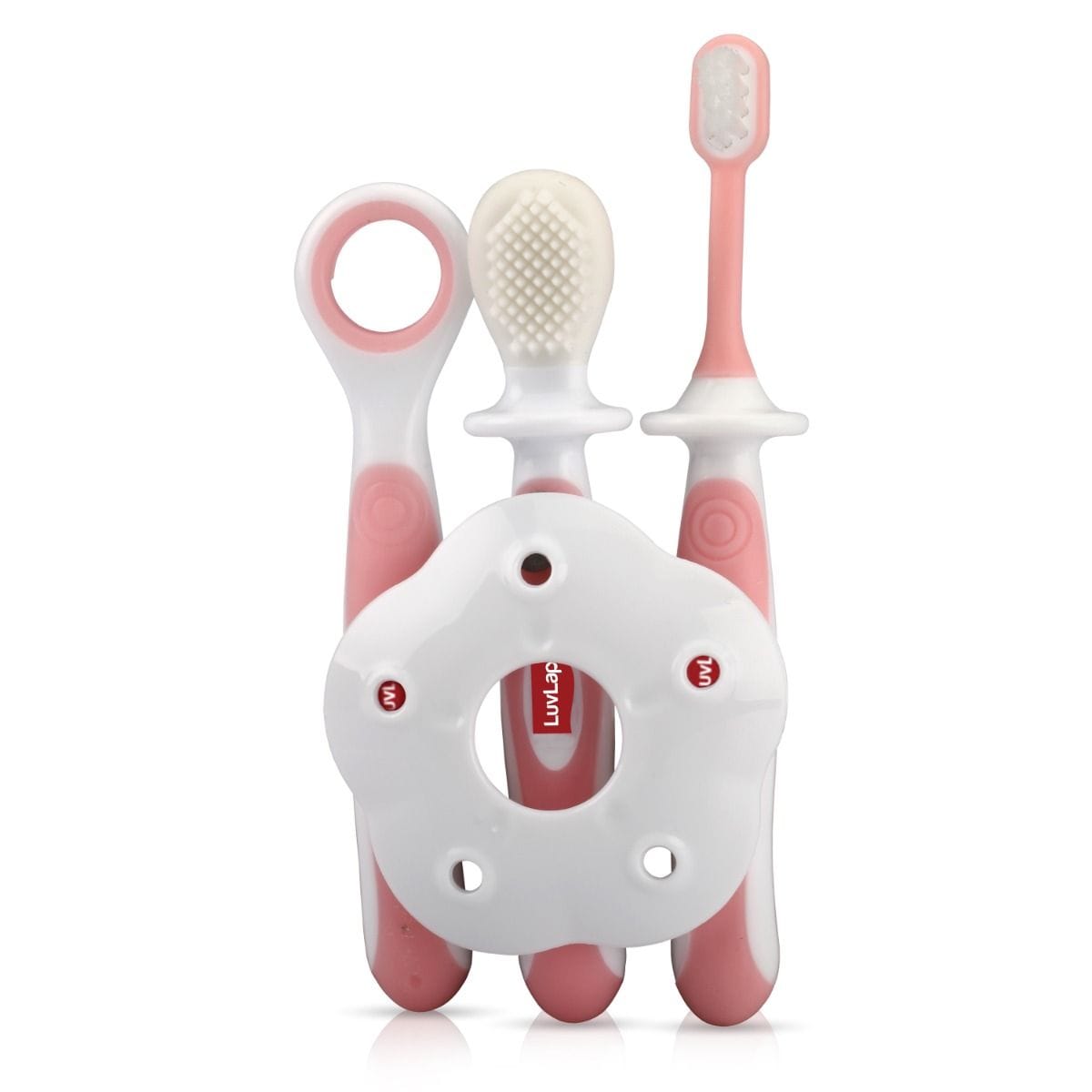 LuvLap Baby Training Toothbrush Set White/Pink (M.No 19181)