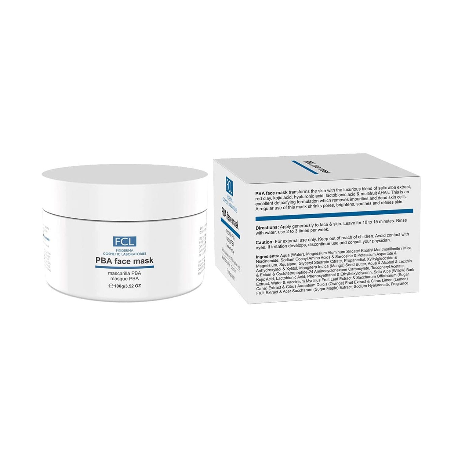 FixDERMA PBA Face Mask (0.5% Hyaluronic + 1% Kojic Acid for Anti-Aging) 100g