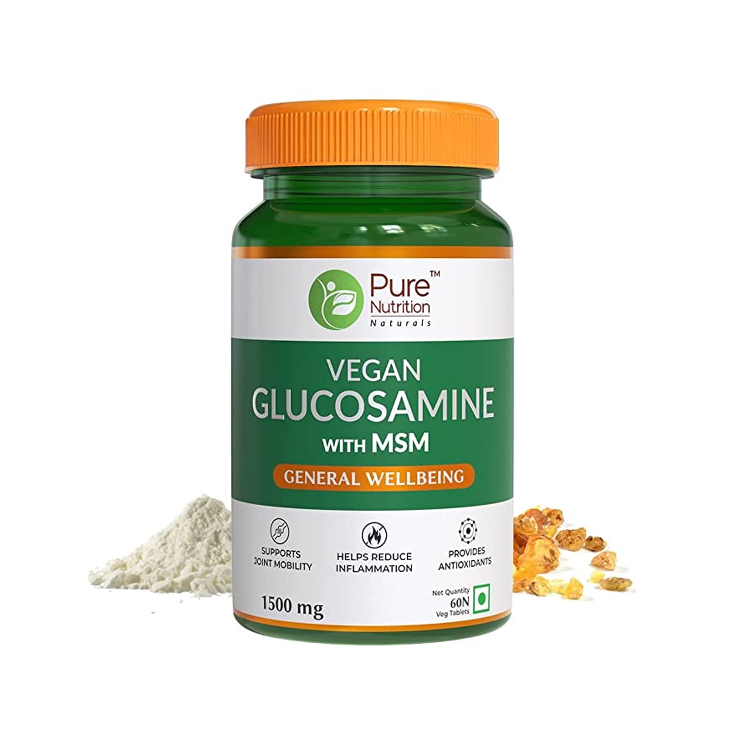 Pure Nutrition Vegan Glucosamine with MSM for Bone Health (60 Veg Capsules)