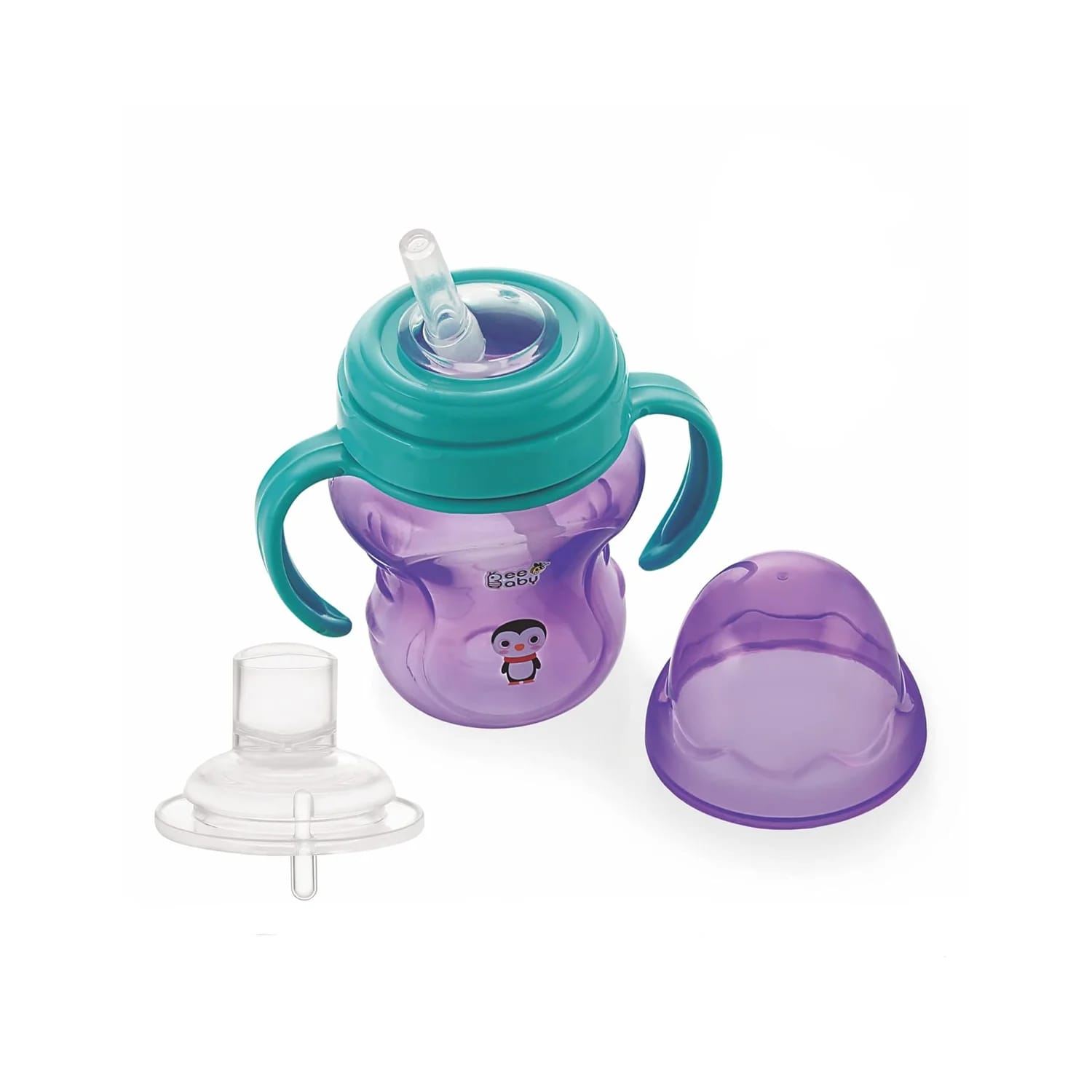 BeeBaby 2 in 1 Straw and Spout Sippy Cup 6+ Months (150ml) Purple