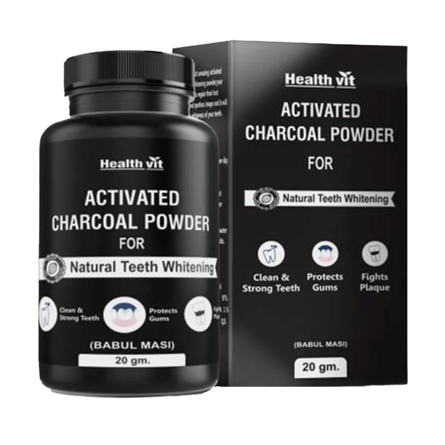 HealthVit Activated Charcoal Powder for Natural Teeth Whitening - 20gm