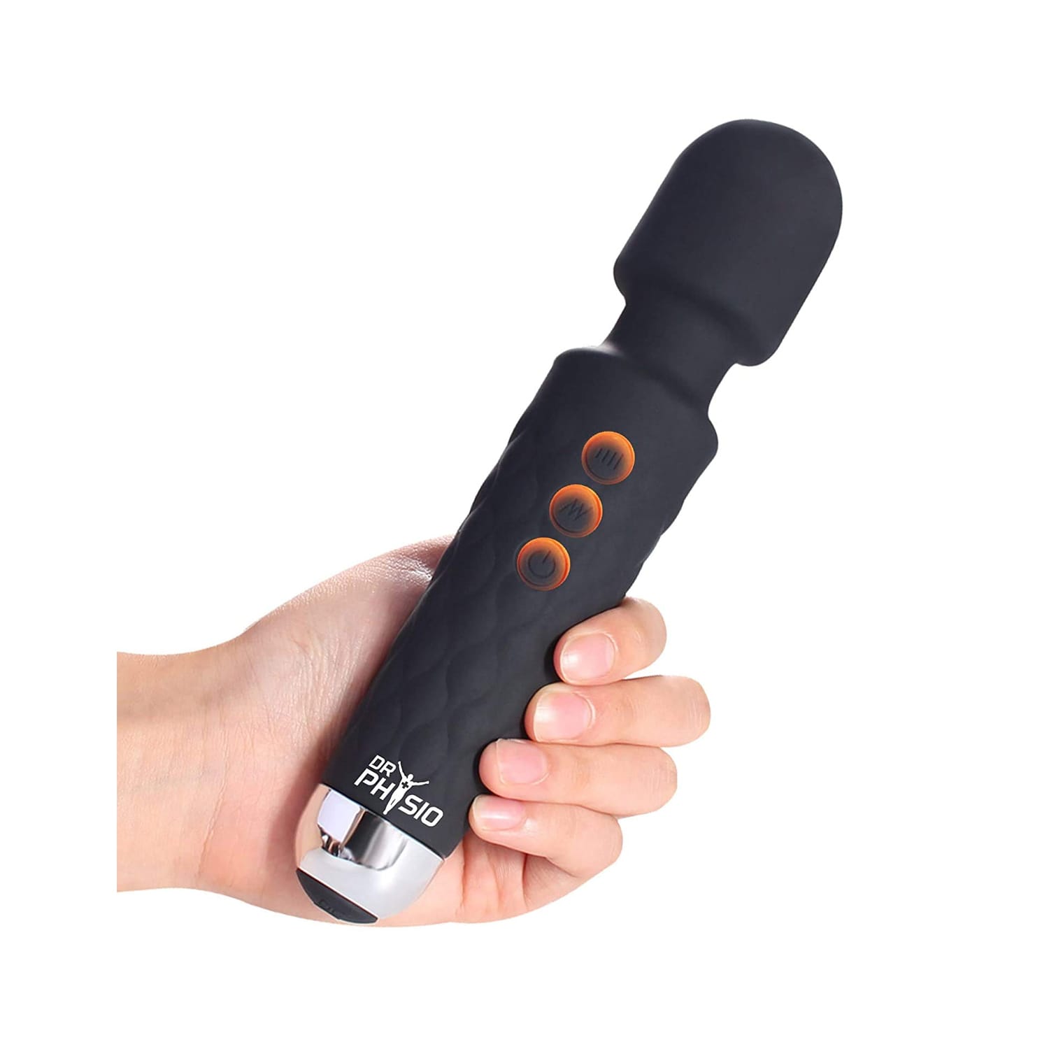 Dr Physio Rechargeable Personal Body Wand Cordless Eva Massager Machine with 28 Vibration Modes and Water Resistant (Black)