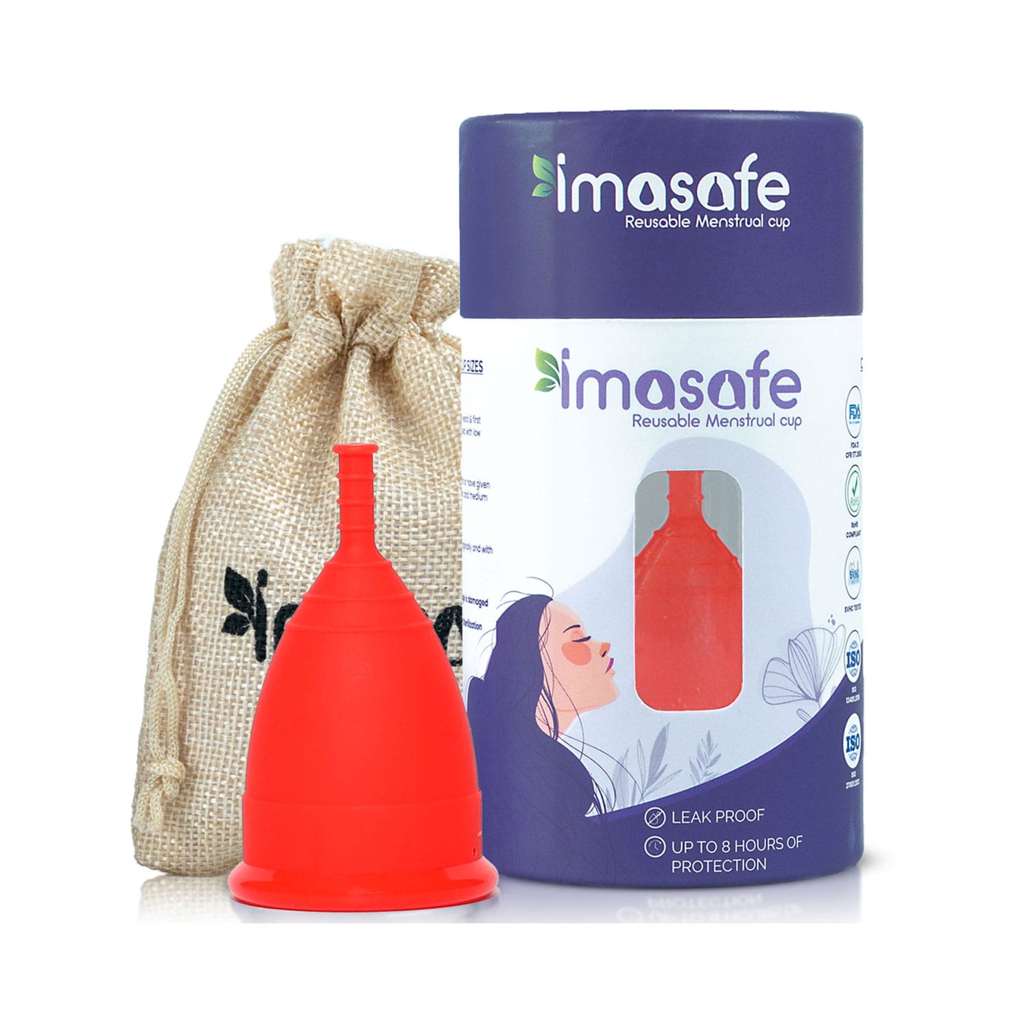 Imasafe Reusable Menstrual Cup Red Colour Large Size (30ml)