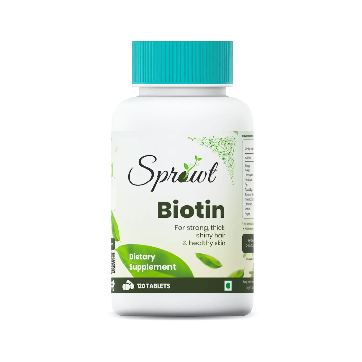 Sprowt Plant Based Hair Growth Biotin Tablets (10000mcg) for Strong Thick, Shiny Hair & Healthy Skin