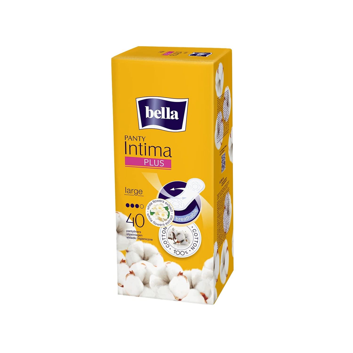 Bella Intima Plus Panty Liners for White Discharge and Light Spotting - 40 Pieces