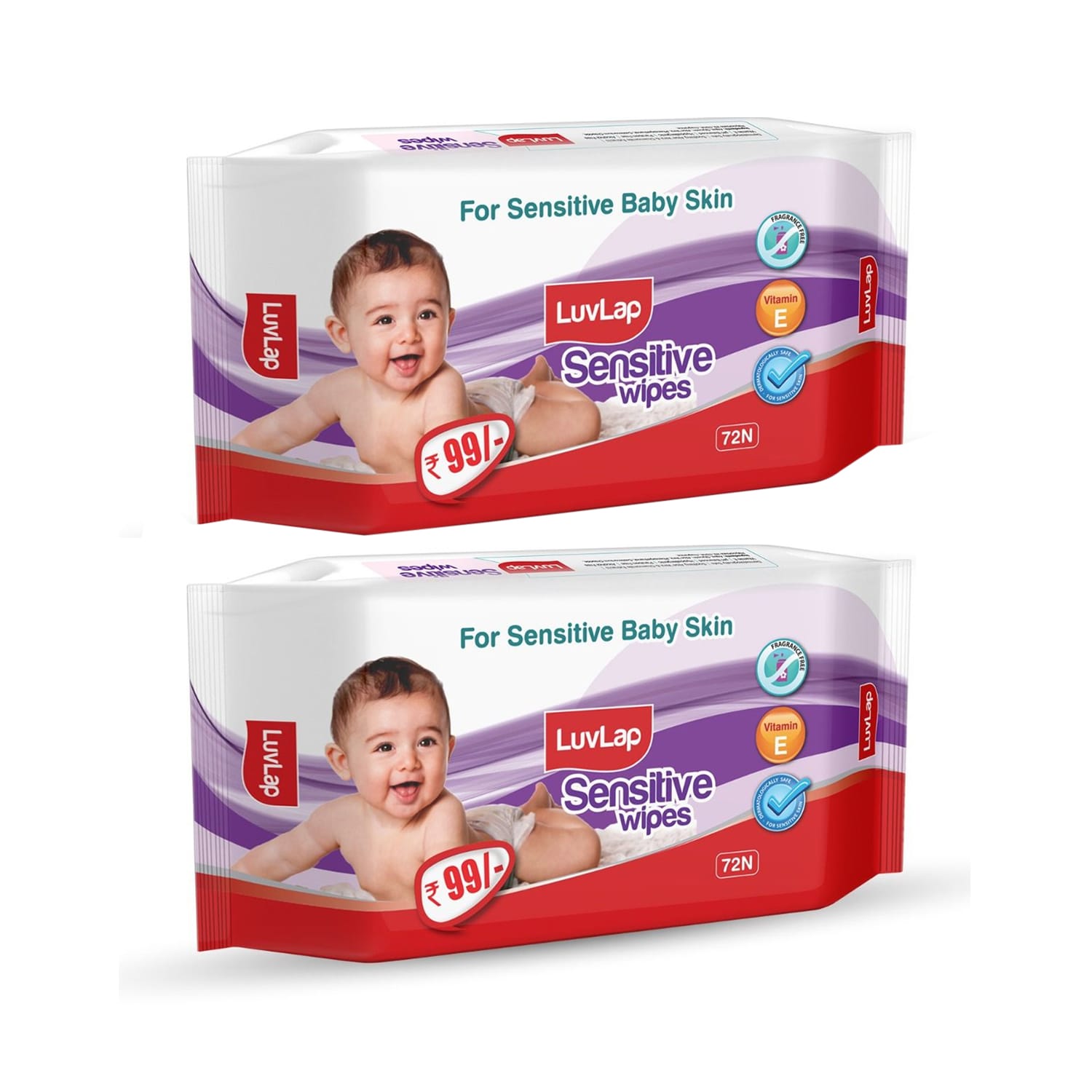 Luvlap Sensitive Baby Wipes - 72 pcs (Pack of 2)