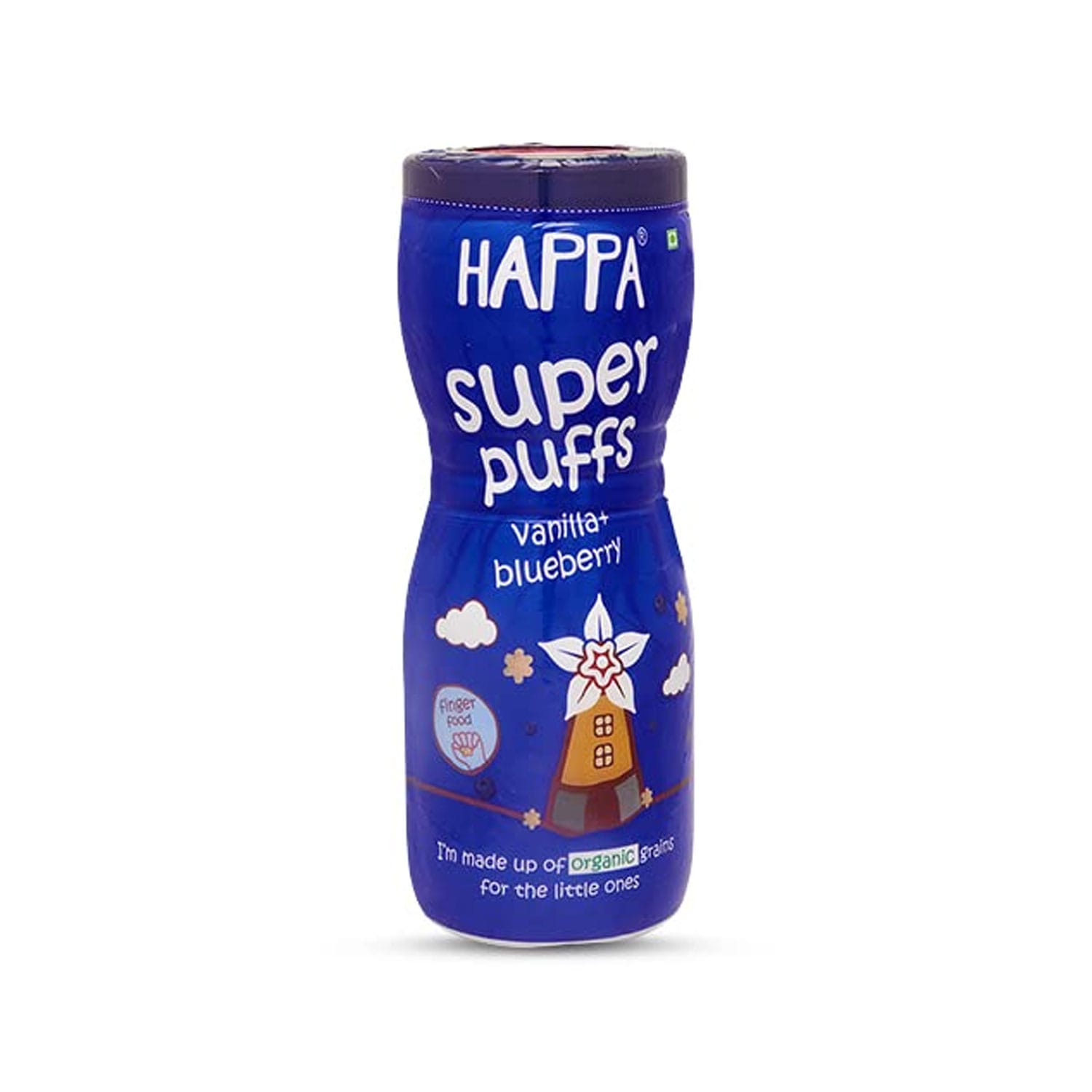 Happa Organic Multigrain Vanilla & Blueberry Melts Super Puffs, Healthy Organic Snack for Little One, 8 Months+