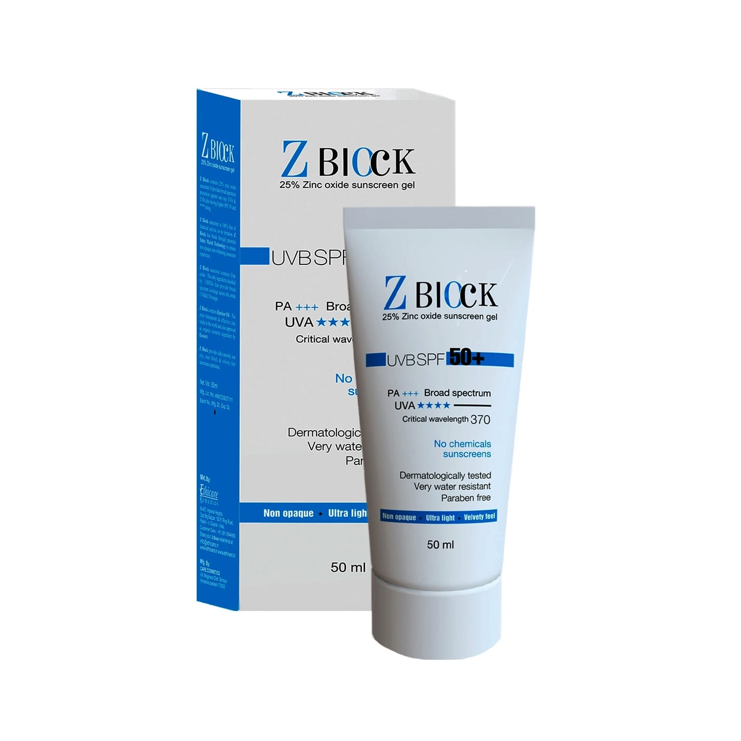 Z-Block 25% Zinc Oxide Sunscreen Gel, SPF 50+ (50ml)