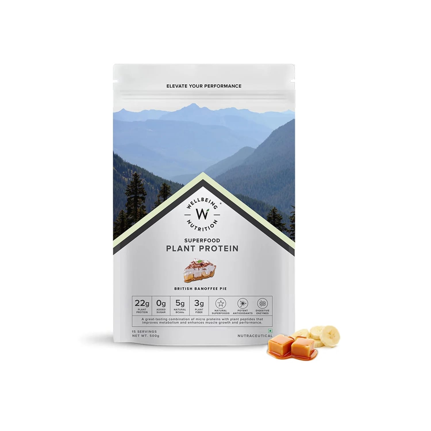 Wellbeing Nutrition Superfood Plant Protein Powder British Banoffee Pie Flavour 500g