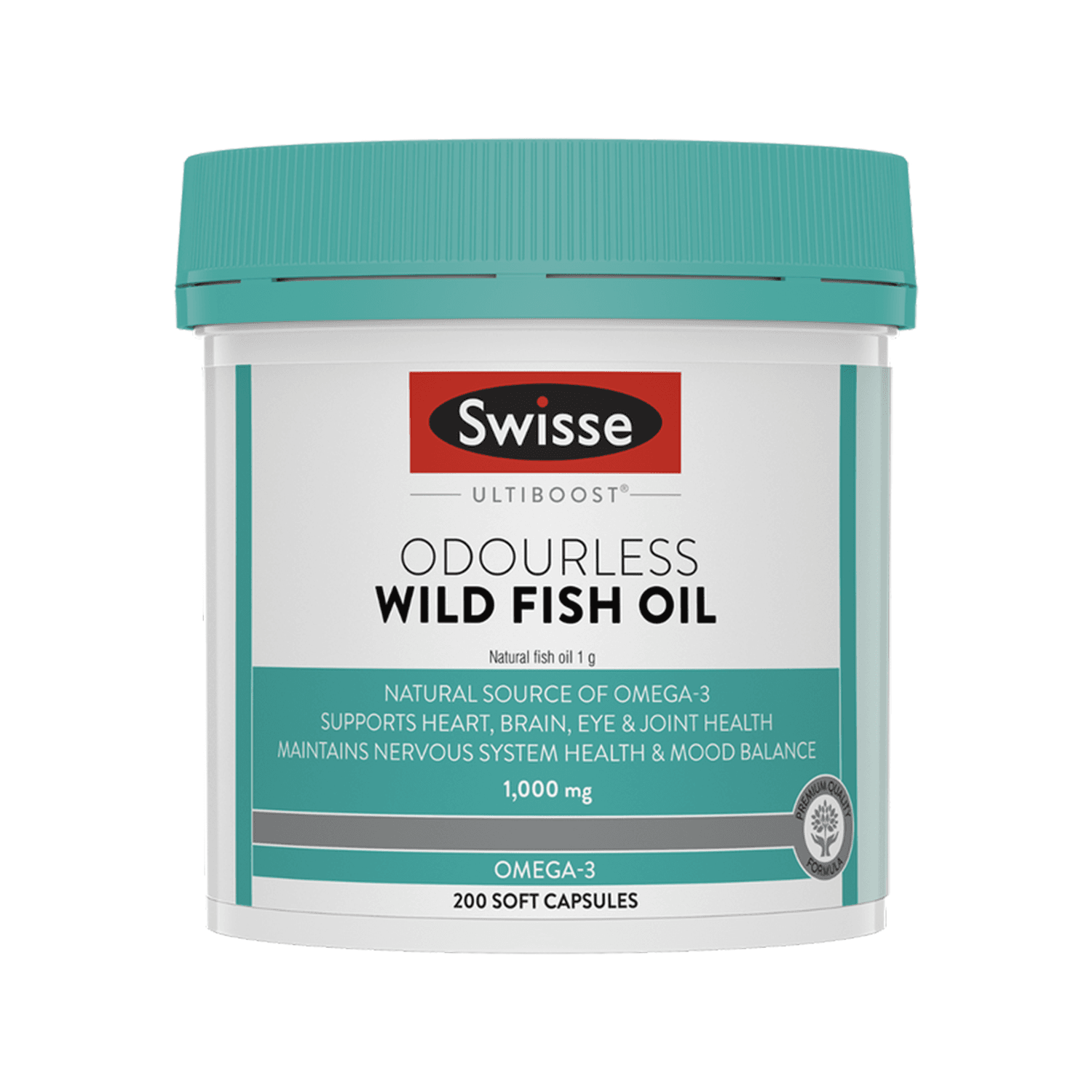 Swisse Odourless Wild Fish Oil Capsules 1000 mg (200 Capsules)
