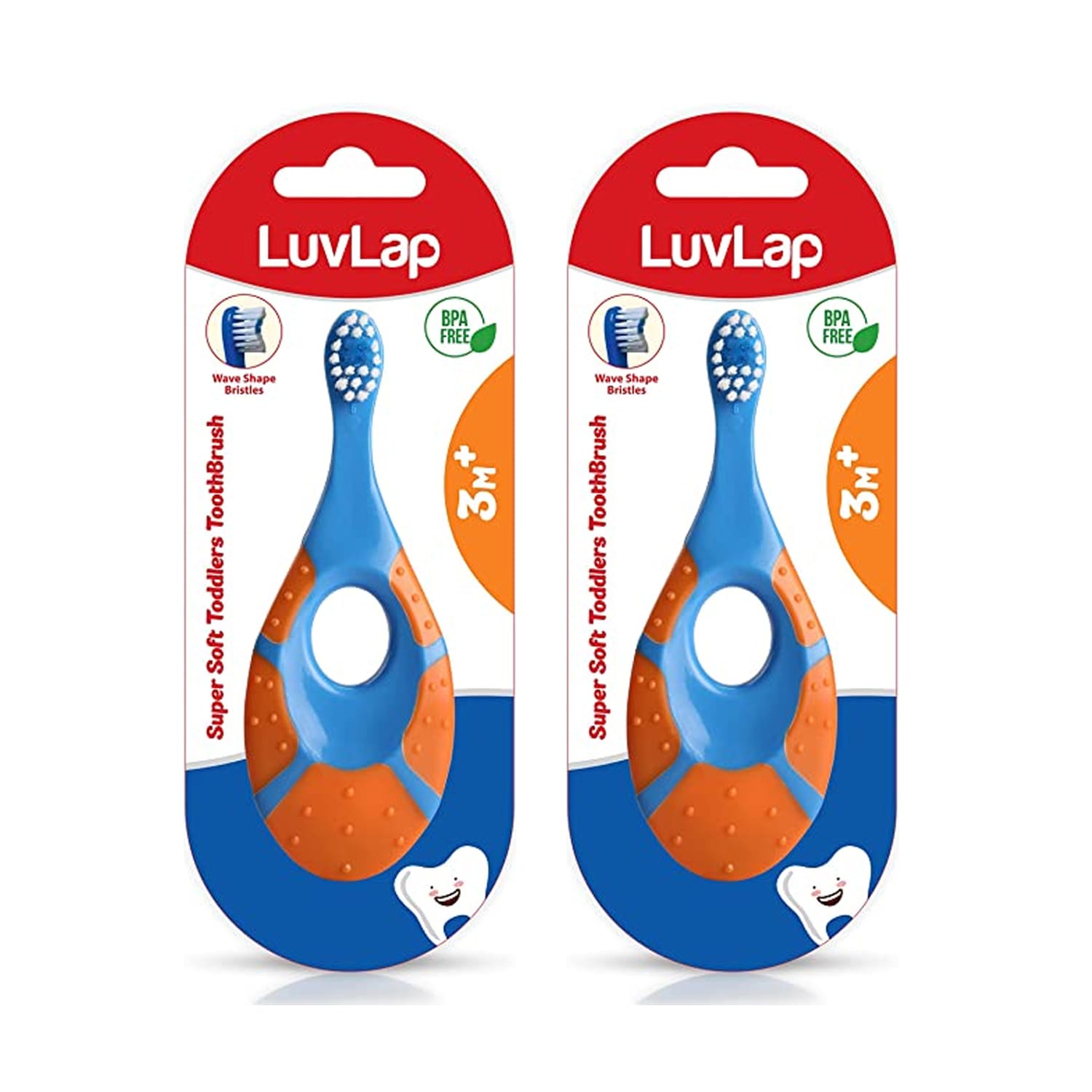 Luvlap Turtle Shaped Baby Toothbrush (assorted colors) - Pack of 2