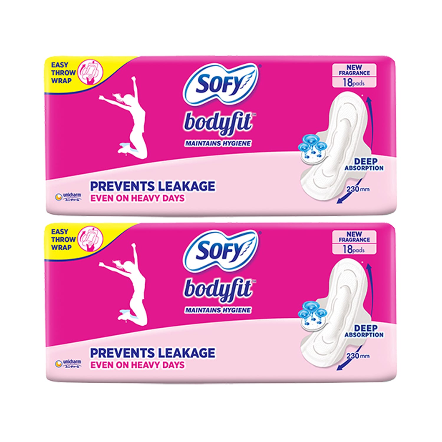 Sofy Bodyfit Pads Regular - 18 Pads (Pack of 2)