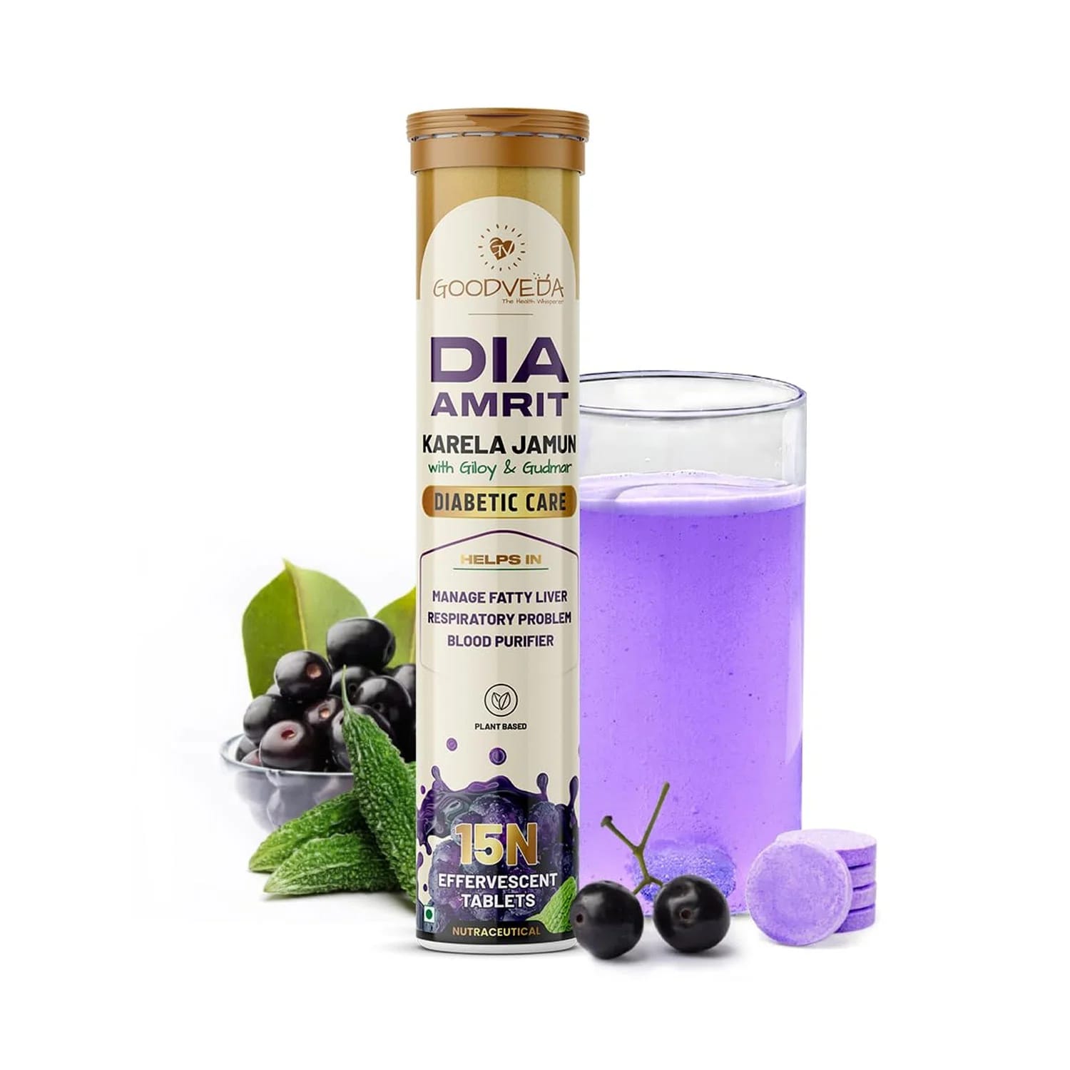 Goodveda Train Karela Jamun 15N Effervescent Tablets