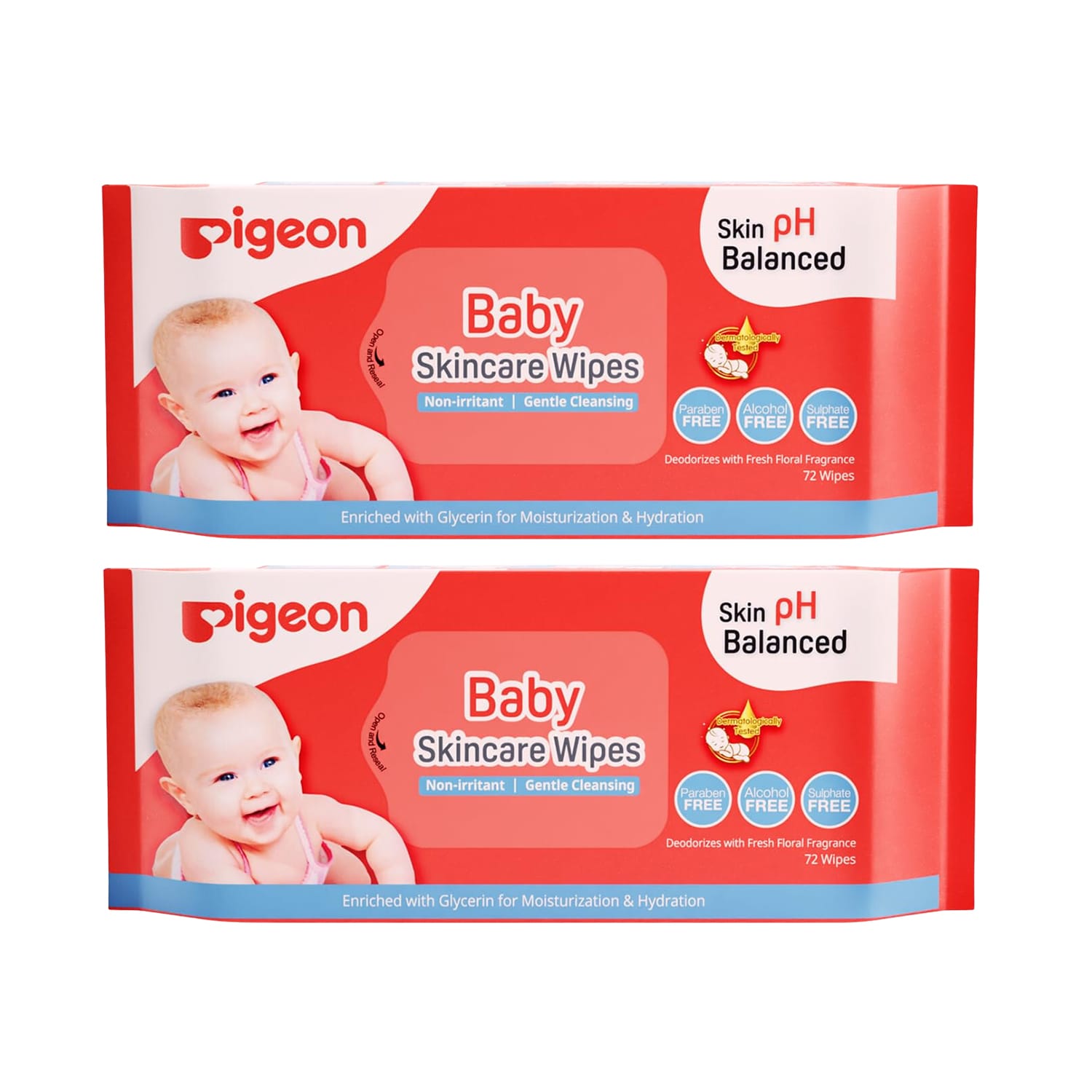Pigeon Baby Skin Care Wipes 72s (Pack of 2)