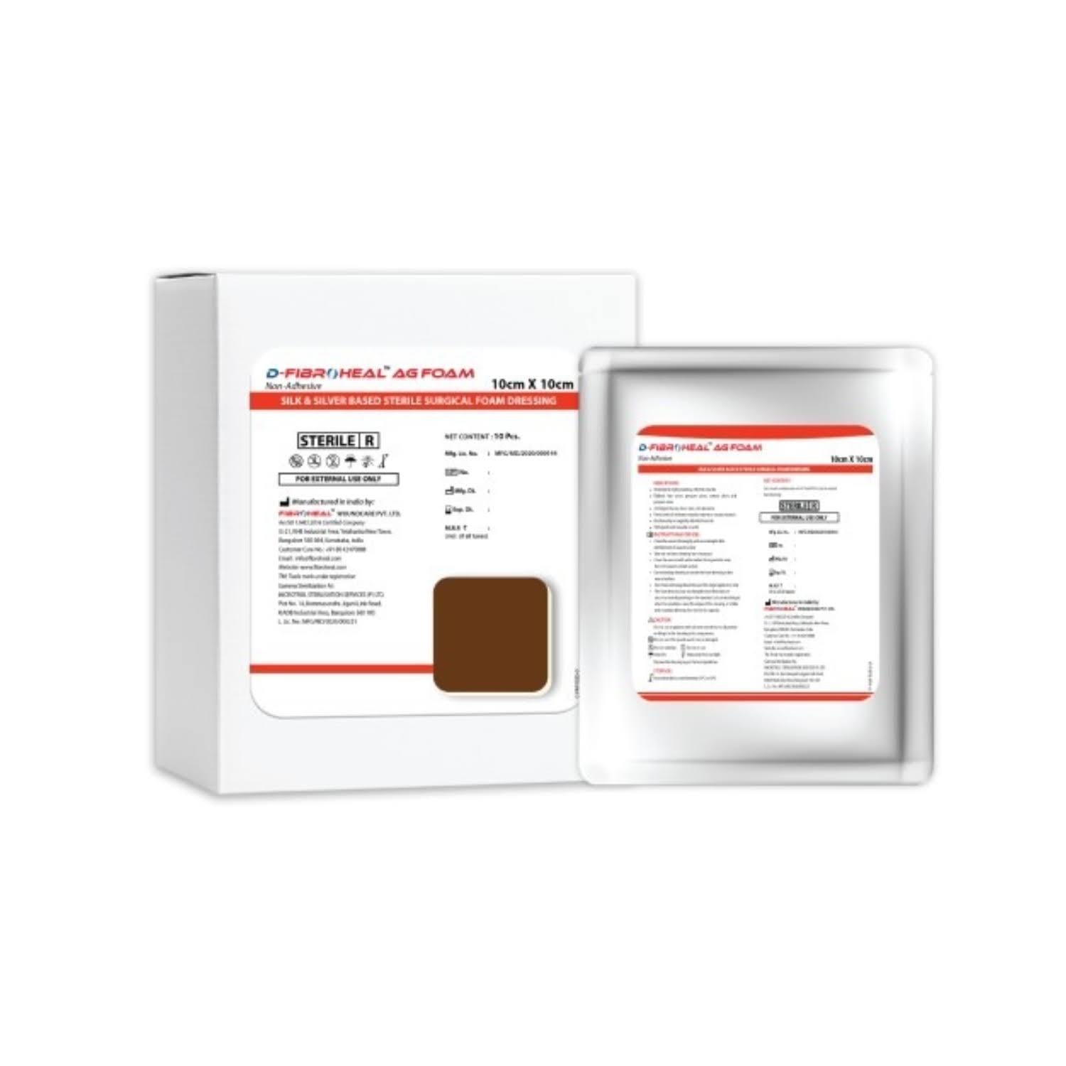 D Fibroheal AG Foam Non-Adhesive Dressing (10x10cm)