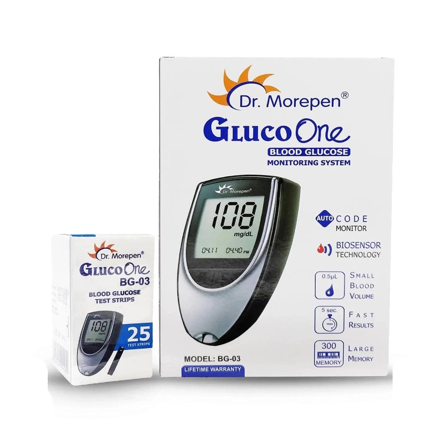 Dr Morepen BG-03 Glucometer and 25 Strips Glucometer