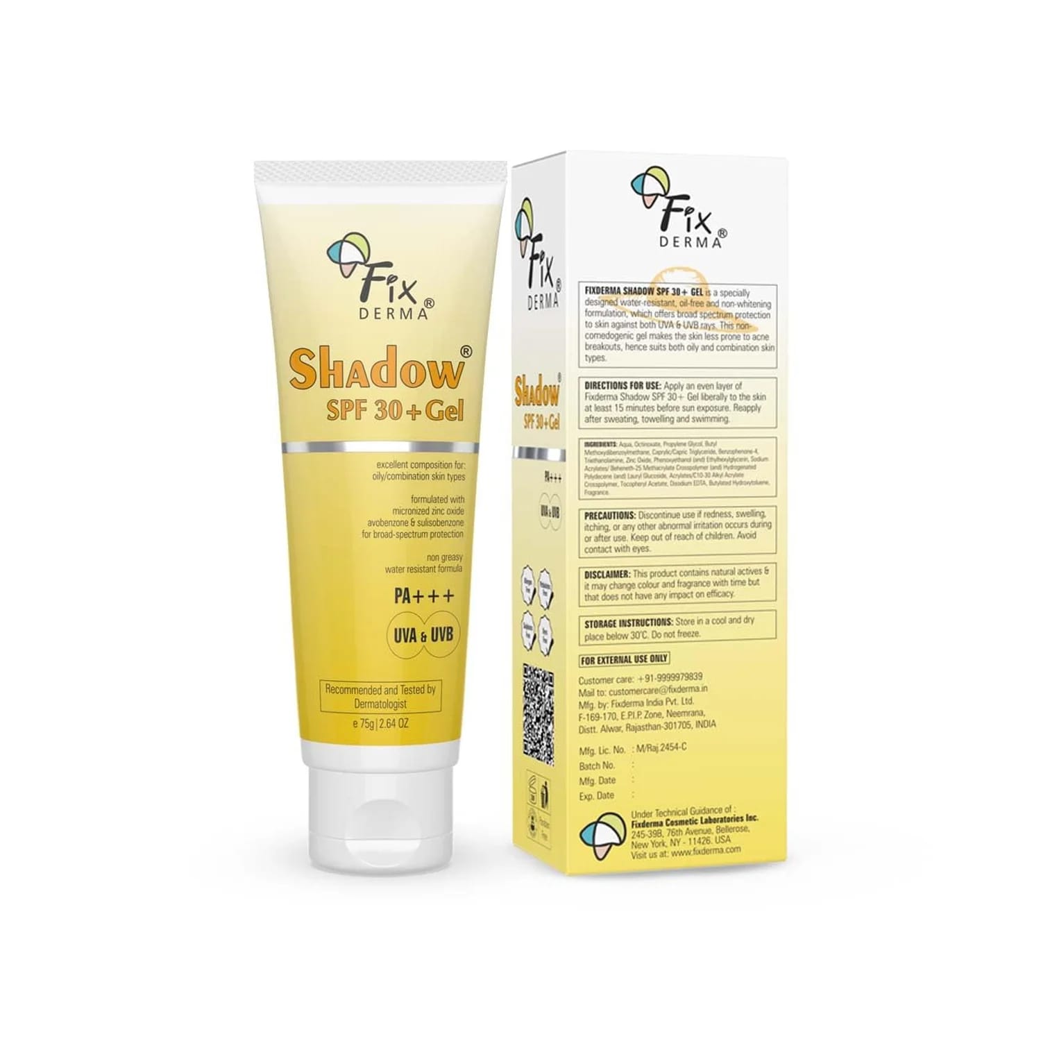 FixDERMA Shadow Sunscreen for Oily Skin SPF 30+ Gel 75g