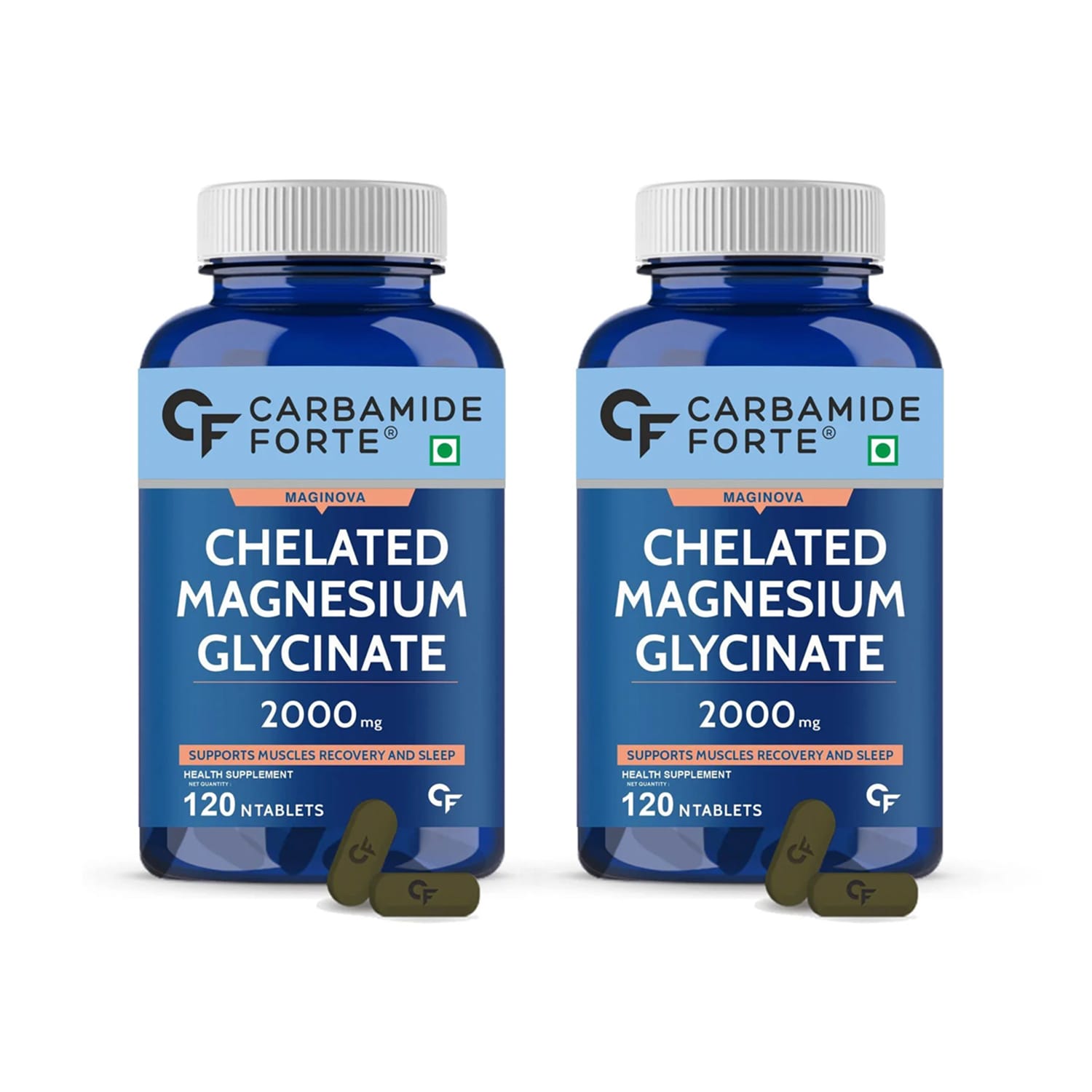 Carbamide Forte Chelated Magnesium Glycinate for Men and Women 120 Tablets (Pack of 2)