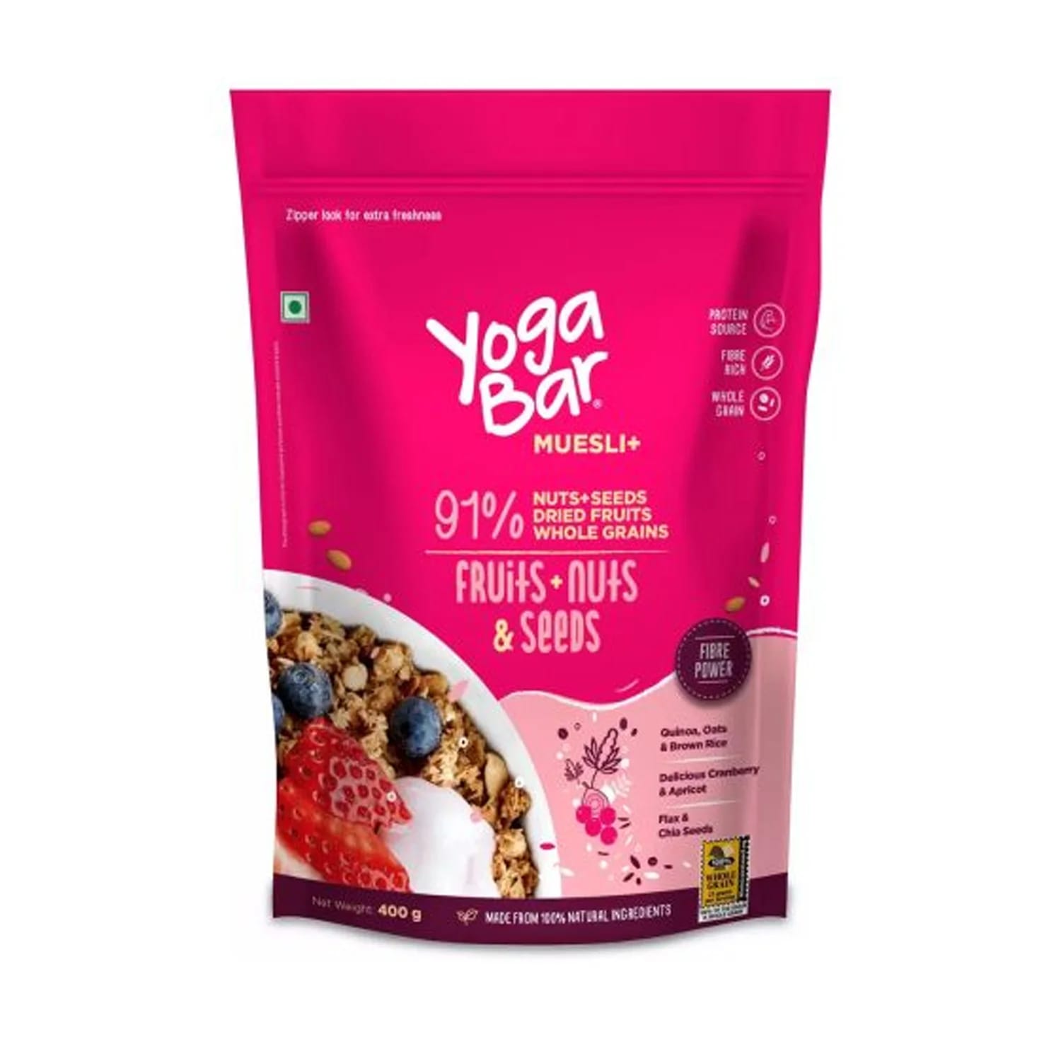 YogaBar Fruits, Nuts + Seeds Whole grain Muesli 400gm