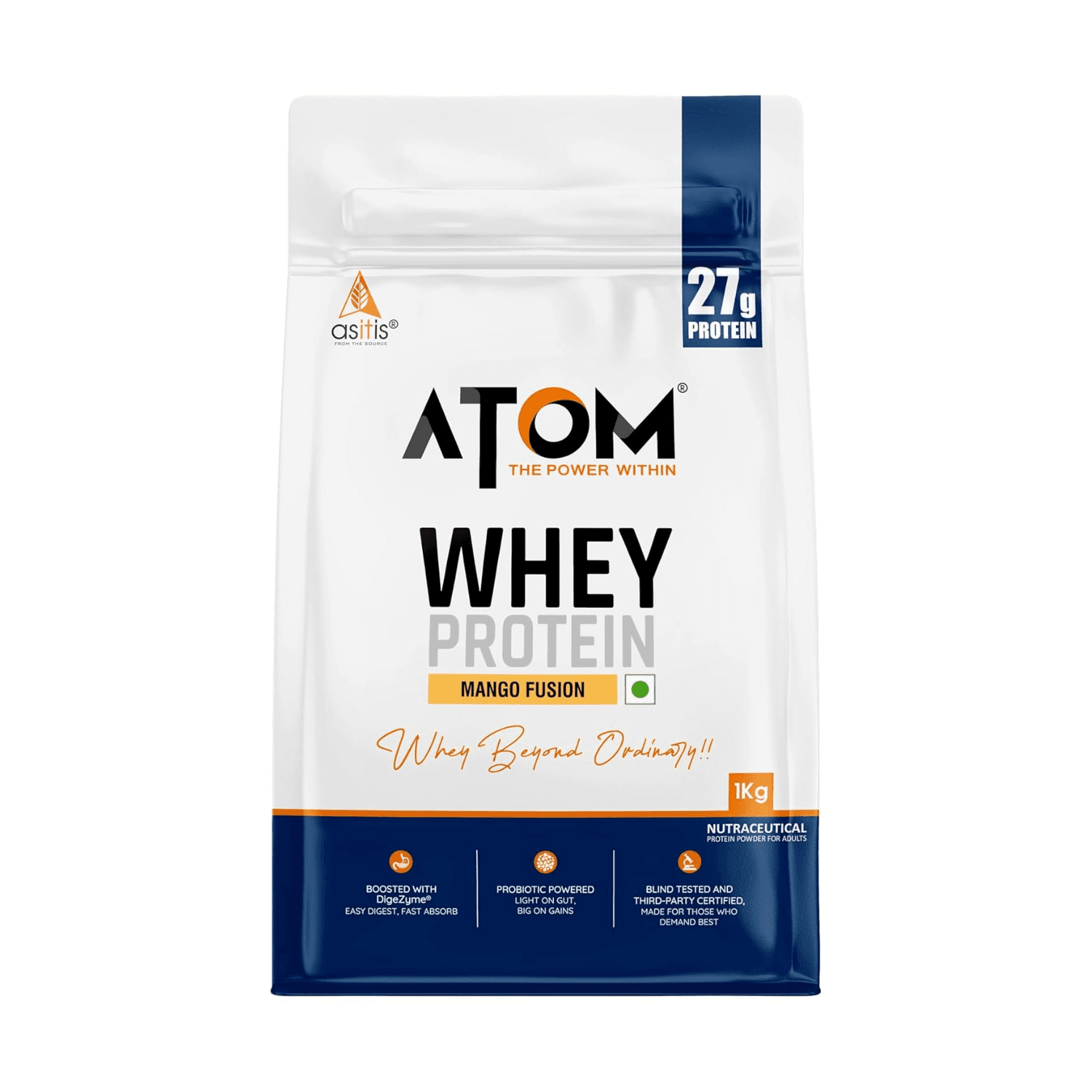 ASITIS Atom Power Whey Protein Mango Flavour (1 kg)