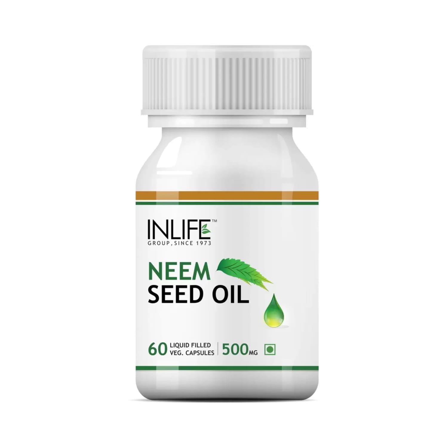 INLIFE Neem Seed Oil Capsule, 500mg (60 Vegetarian Capsules)
