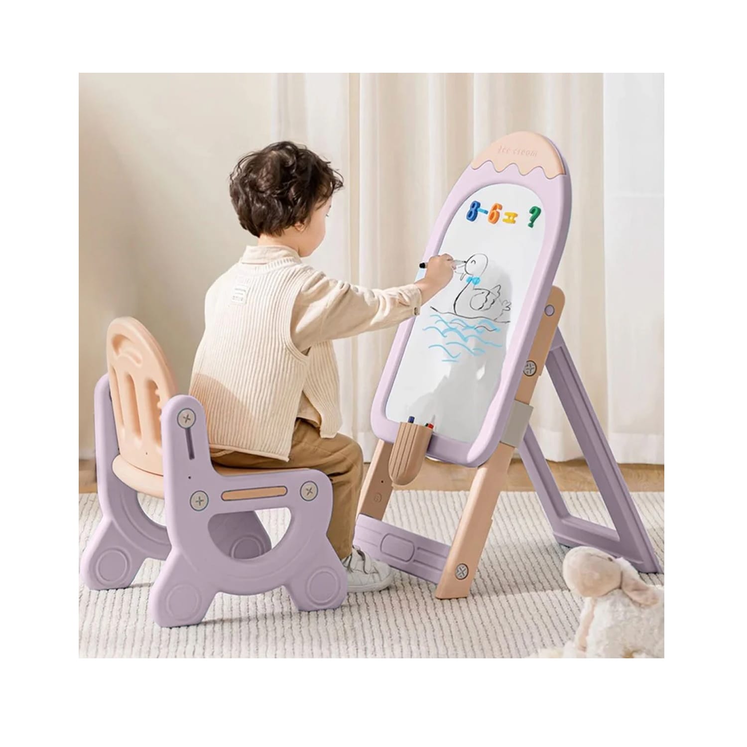 R for Rabbit Little Genius Candy Activity Board and Chair for Kids from 3-7 Years (Purple)