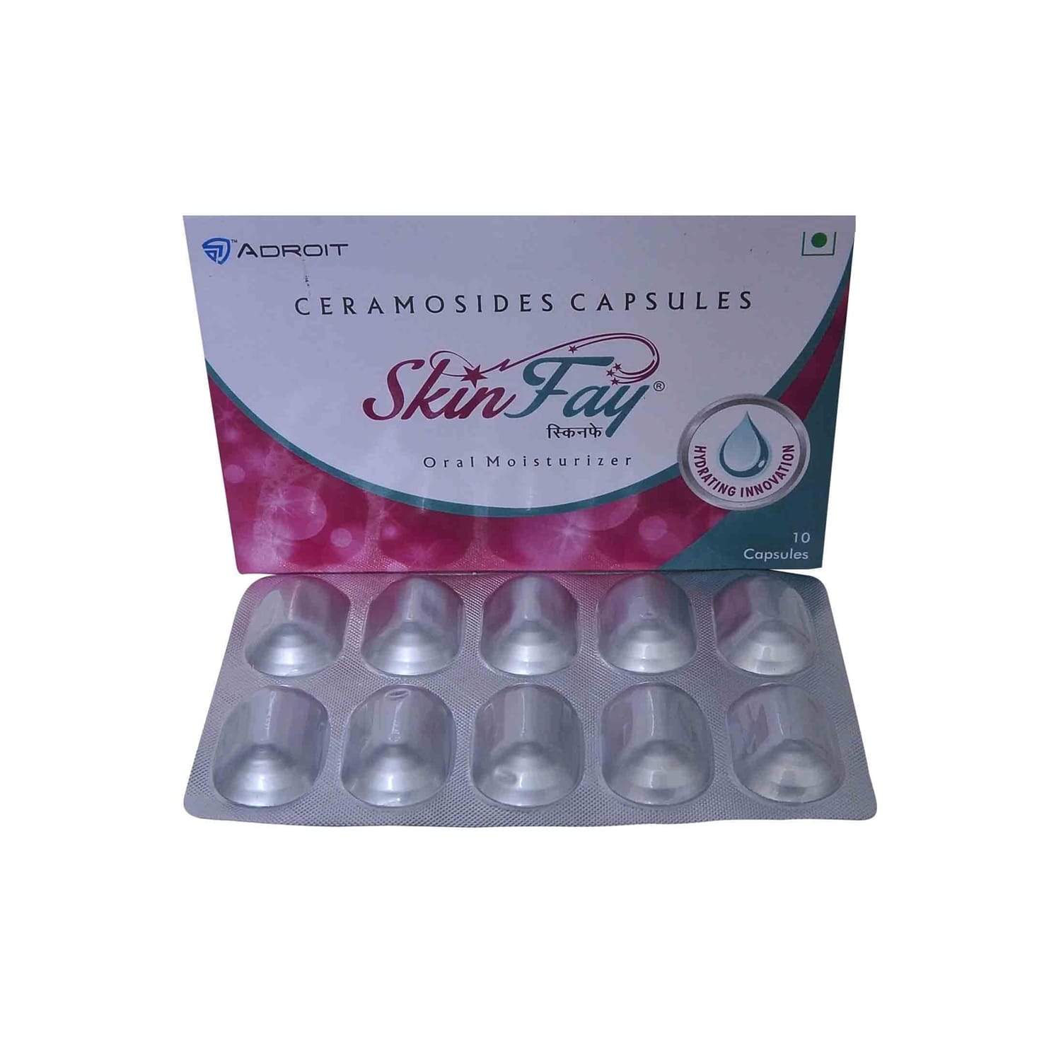 Adroit Skinfay Oral Moisturiser Ceramosides Capsules for Skin Hydration (10 Capsules) (Pack of 2)