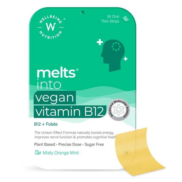Wellbeing Nutrition Melts into Vegan Vitamin B12 Oral Thin Strip (30Strips)
