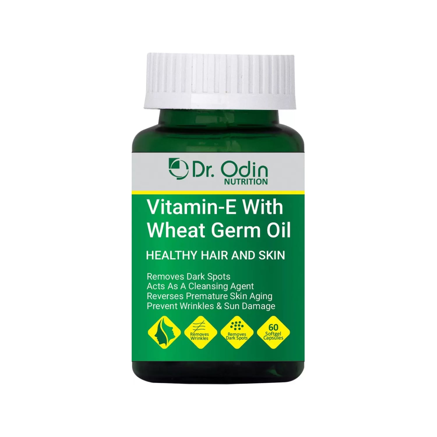 Dr.Odin Vitamin E with Wheat Germ Oil Softgel Capsules For Healthy Hair And Skin – 60 nos