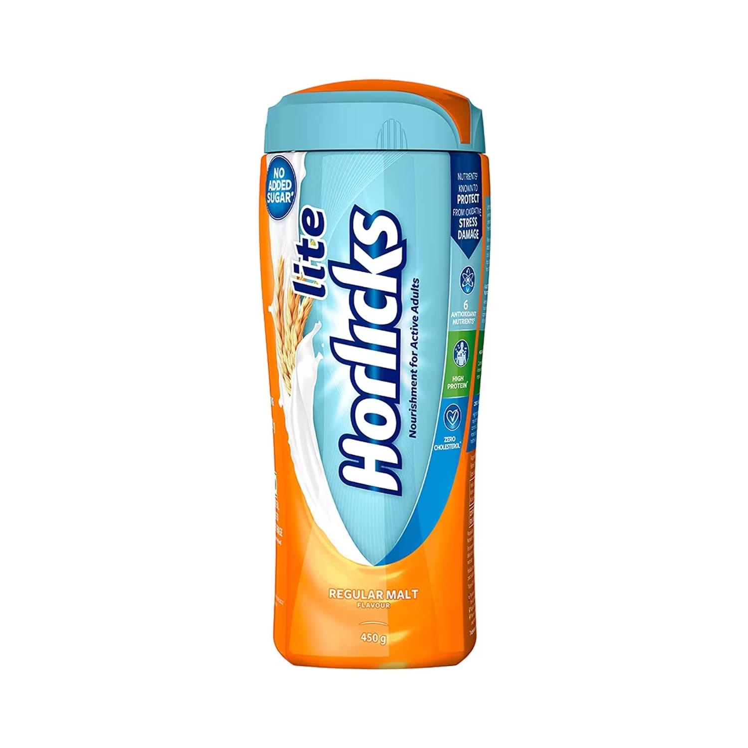 Horlicks Lite Regular Malt Flavour Nutrition Drink Powder, 450 gm Jar