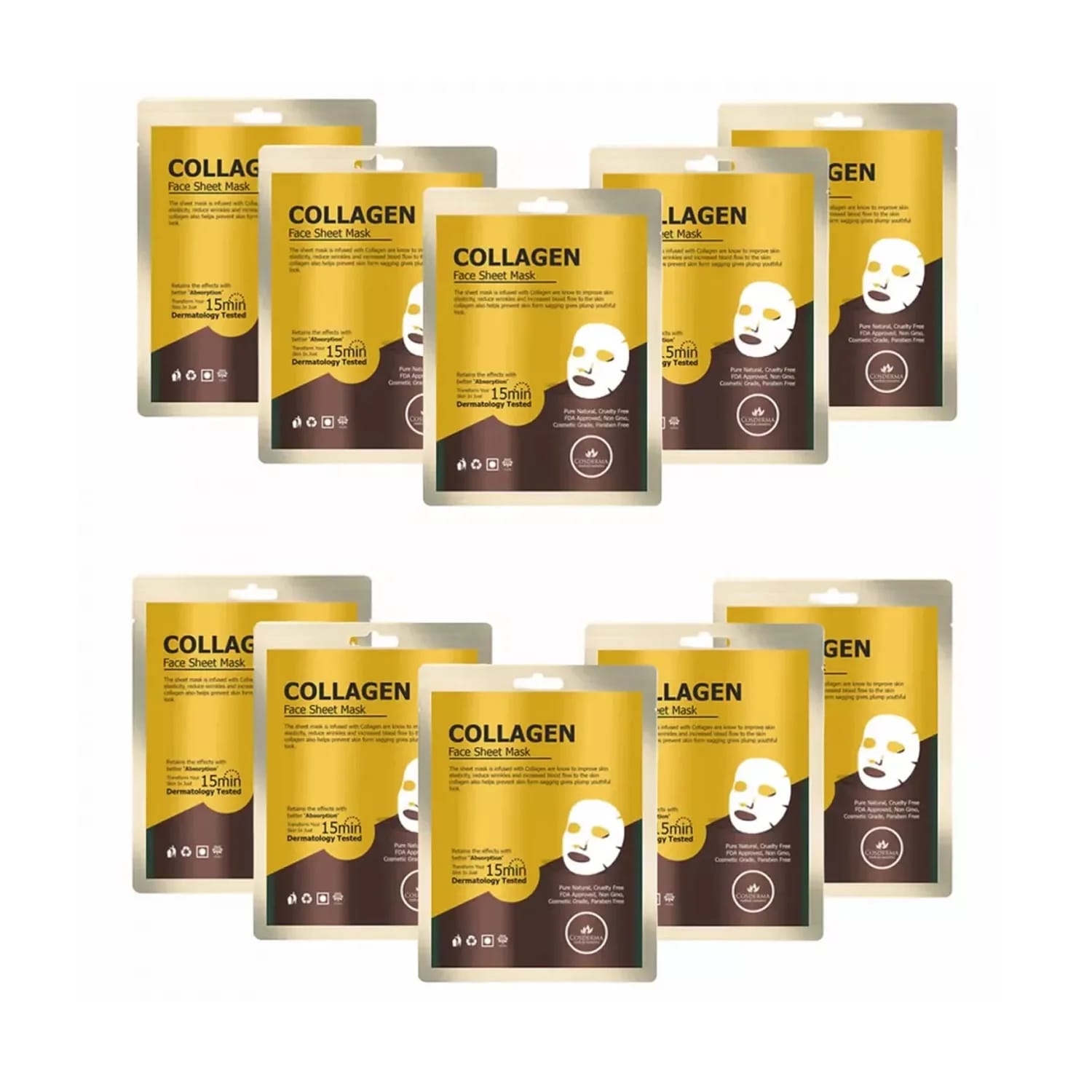 Cosderma Collagen Face Sheet Mask - 10 Sheets