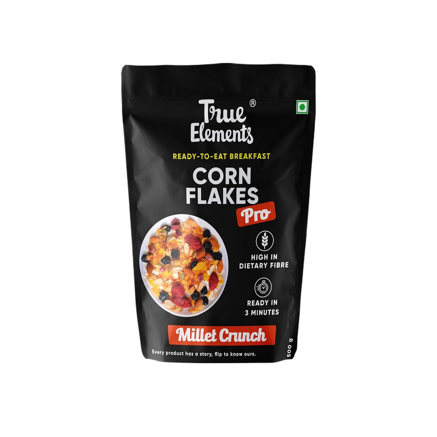 True Elements Corn Flakes Pro Millet Crunch 500gm
