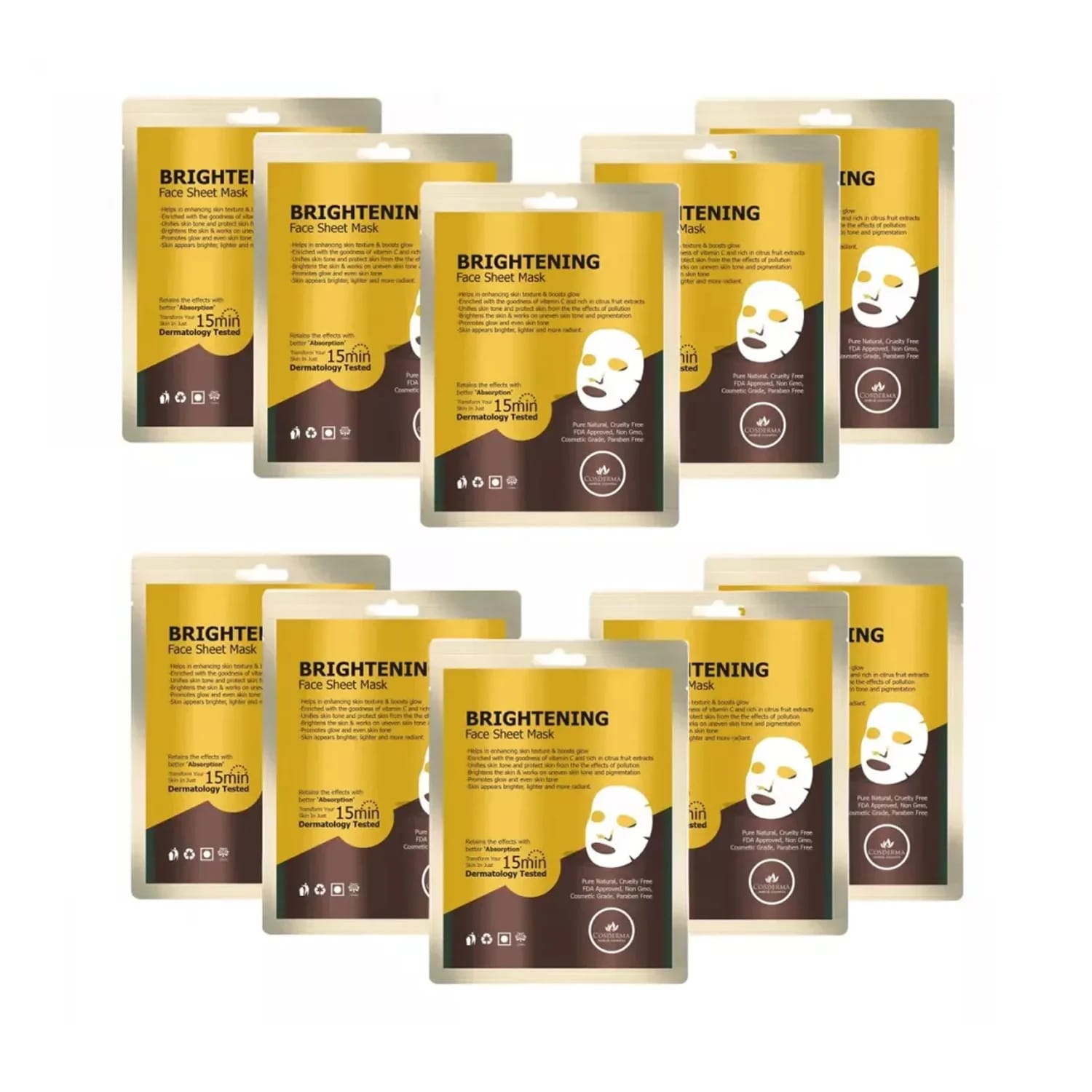 Cosderma Brightening Face Sheet Mask - 10 Sheets