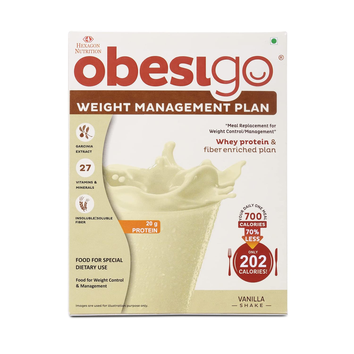 Obesigo BLCD Weight Management Plan 350g (Vanilla Flavor, 7 Sachets of 50 g Net)