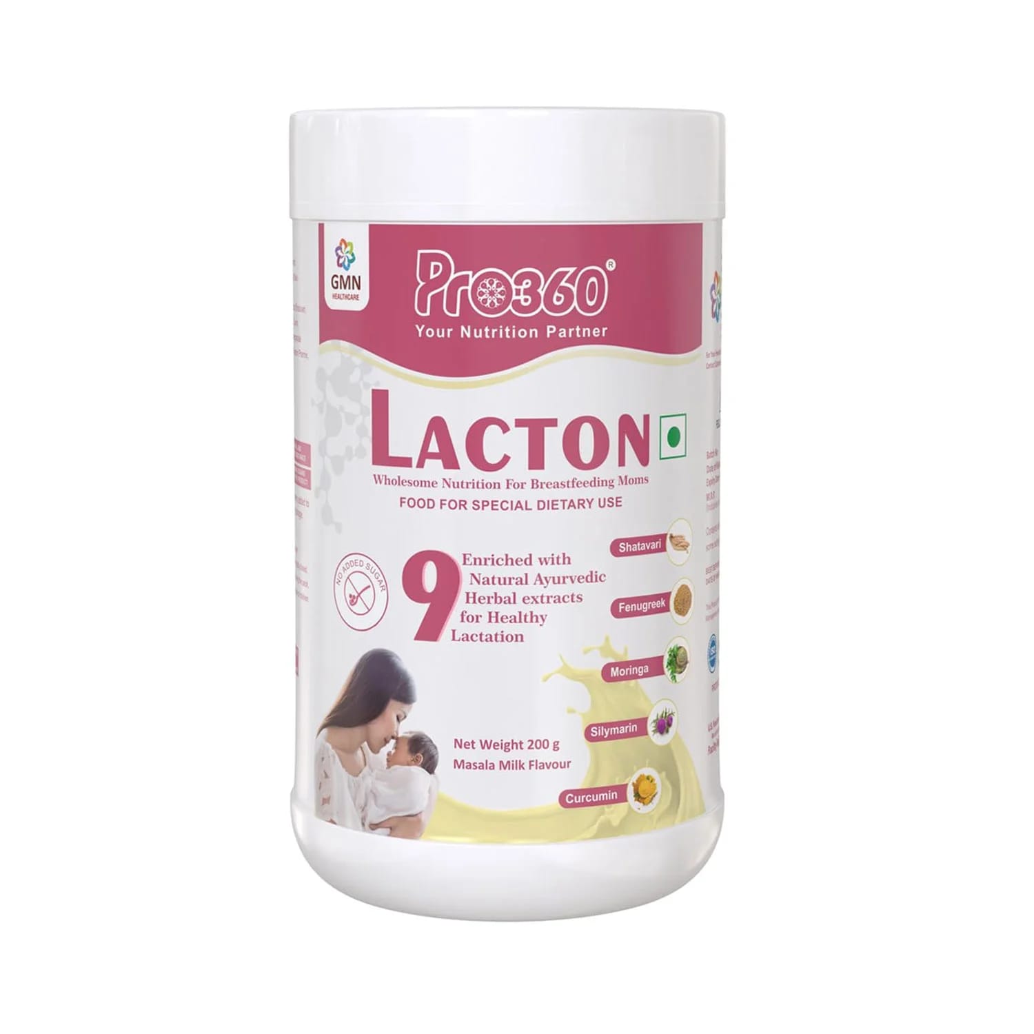 GMN Pro360 Lacton Protein Powder for Breastfeeding and Lactating Mother Masala Milk Flavour (200g)
