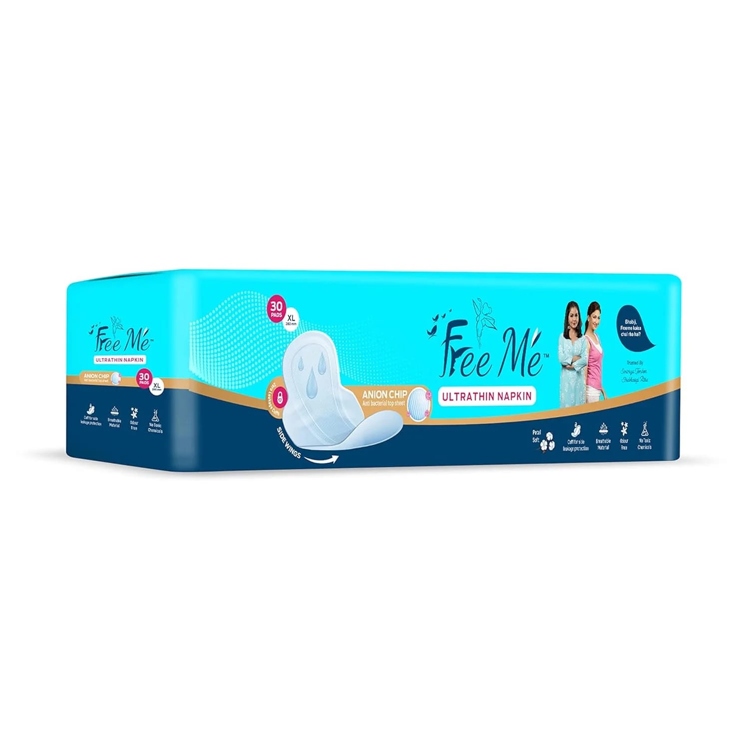 Free Me Premium Comfy Soft Sanitary Napkins with Disposal Cover XL (30 Pads)