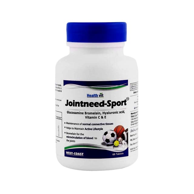Healthvit Jointneed-Sport Glucosamine Bromelain, Hyaluronic acid, Vitamin C & E 60 Tablets