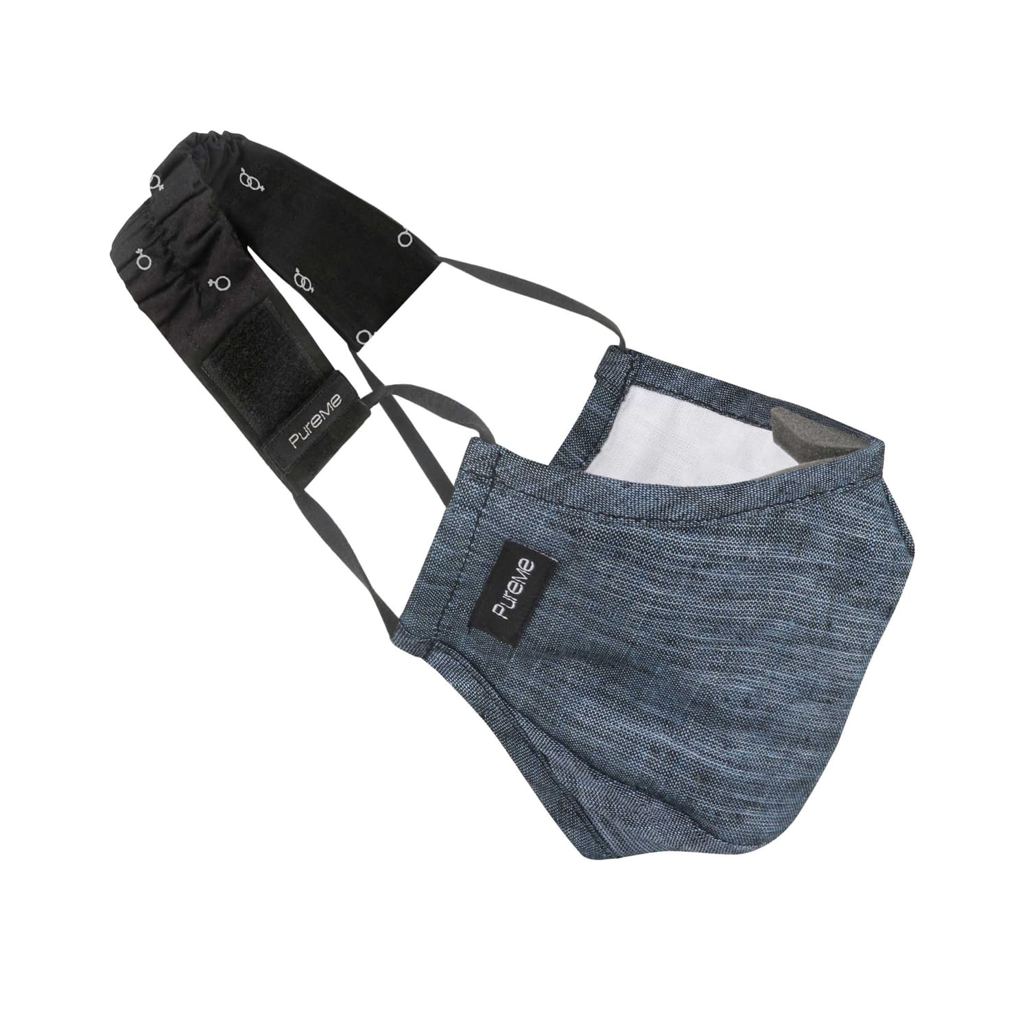 100% Linen Reusable N95 Anti Pollution Mask with 2 PM2.5 Activated Carbon Filters- Teal Blue