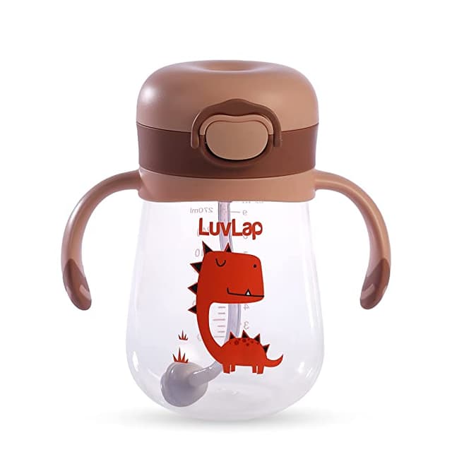 LuvLap Happy Dino Straw Sipper 300ml Brown (M.No 19089)
