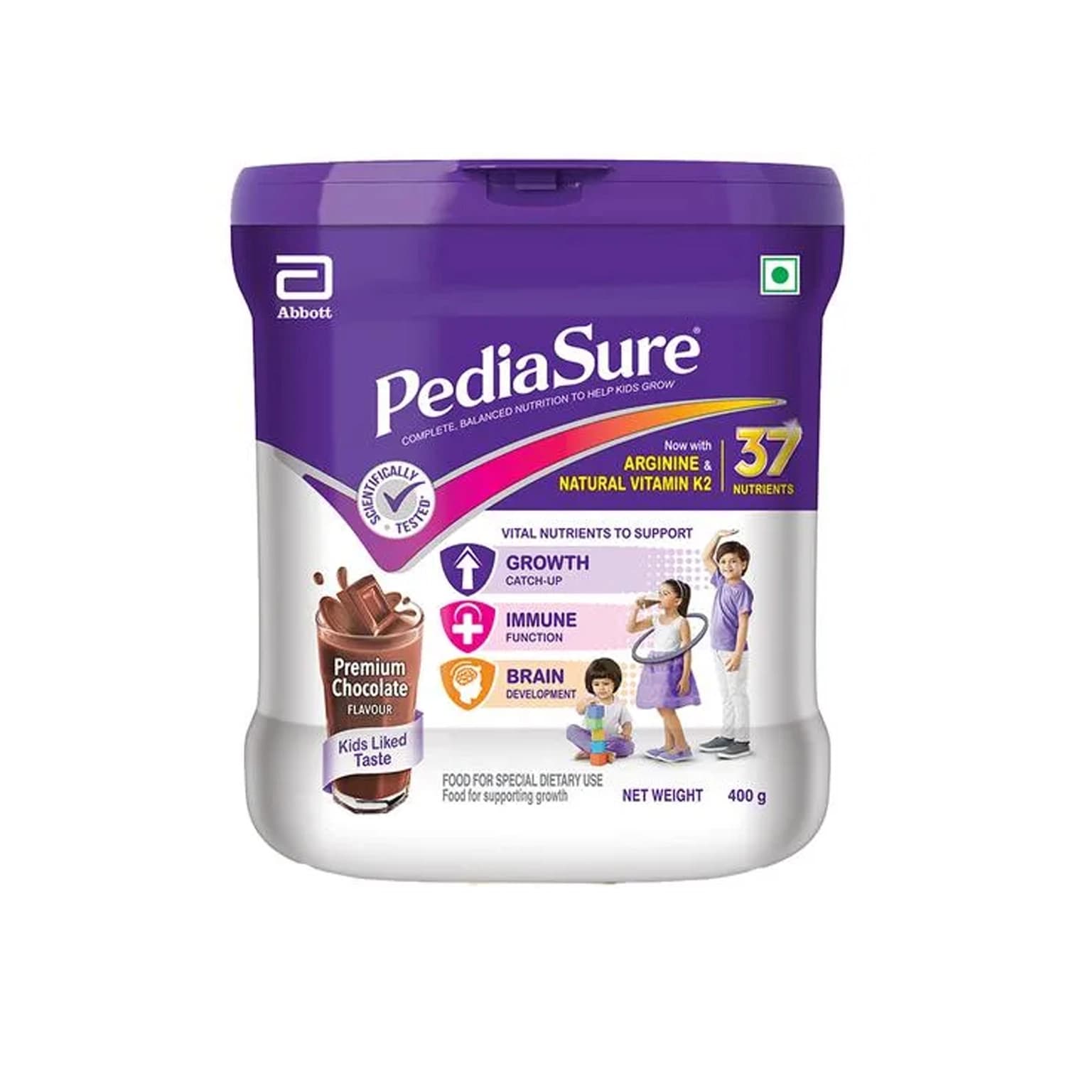 PediaSure Nutritional Drink Powder for Kids 2+ Years - Premium Chocolate Flavour (Jar) 400g