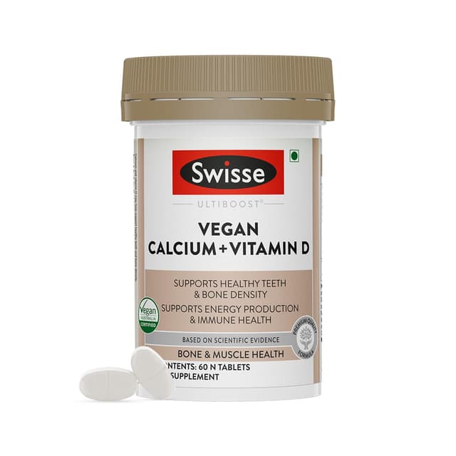 Swisse Vegan Calcium and Vitamin D Tablets (60 Tablets)